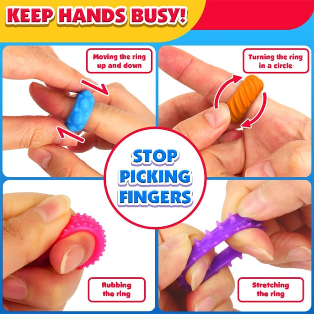 Sensory Fidget Toys for Autism Kids ,12 Pack Quiet Calming Spinner Rings Autism Stress Relief , Students Anxiety Relie image number 6