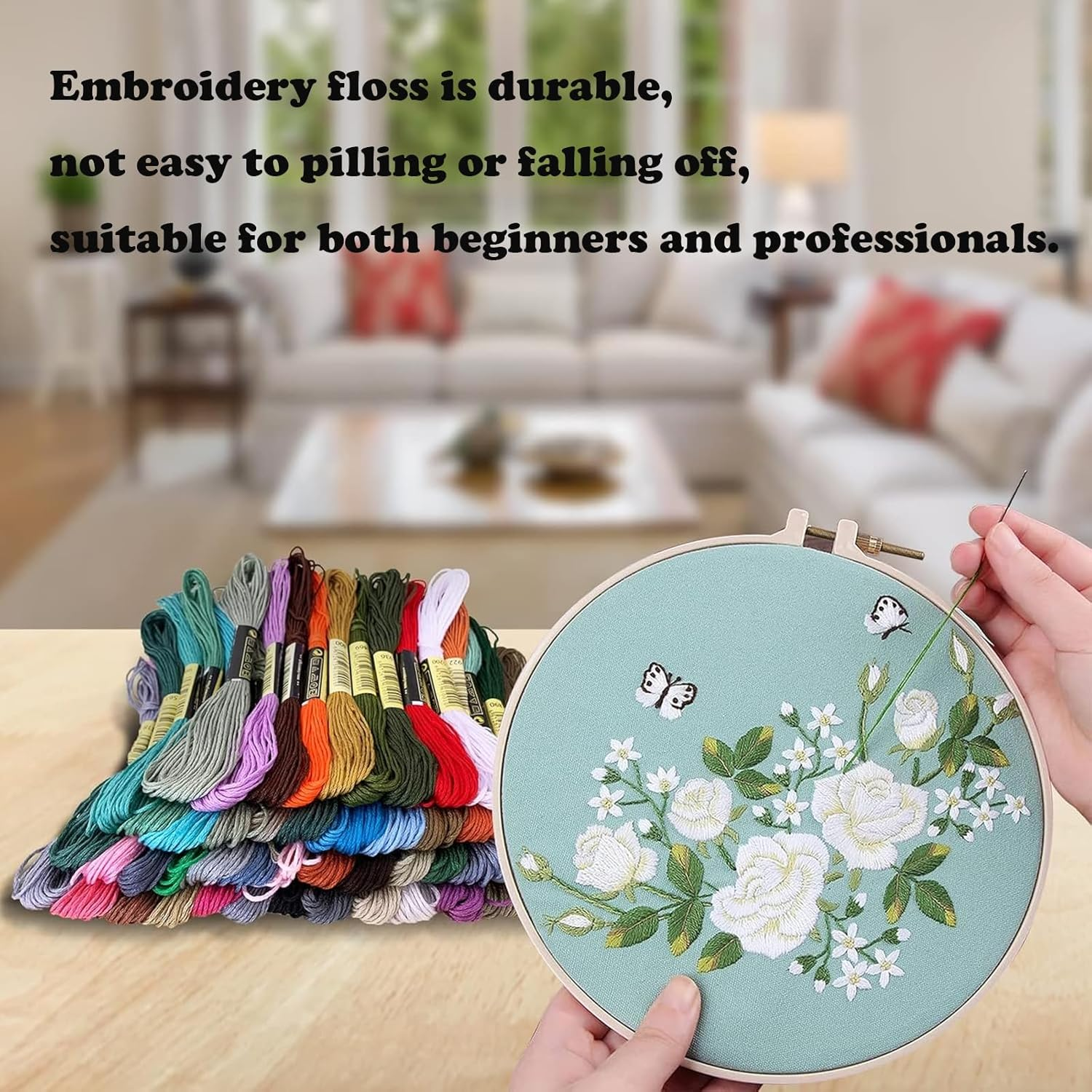 Embroidery Floss Kit - 100 Colors Thread for Cross Stitch, Sewing, Bracelet Crafts + 22 Pcs Accessories (100 Bags)