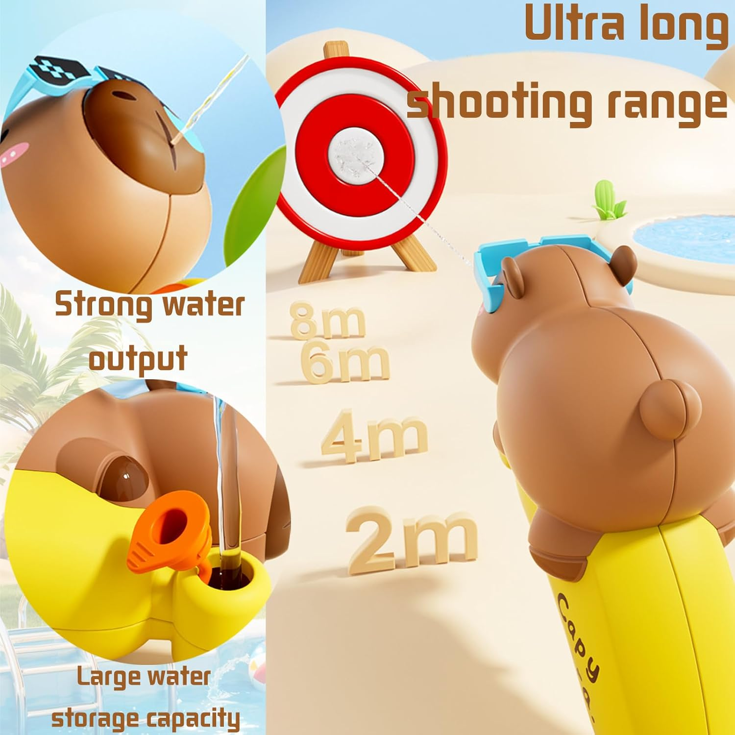 Capybara Water Fight Toy, Water Spray Gun, Summer Perfect Toy for Sports, Pools, Beaches and Outdoor Water Fights, Pack of 4 image number 5