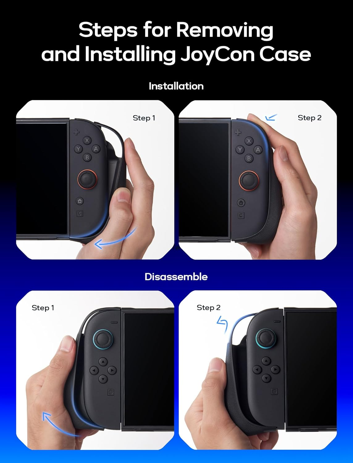 JSAUX Separate Protective Case for Switch 2 | TPU Middle Frame & PC Face Cover | Non-Slip Ergonomic Grip | Holds 10 Game Cards | Stand Compatible | Shock Absorption & Scratch Prevention, Black PC0114 image number 3