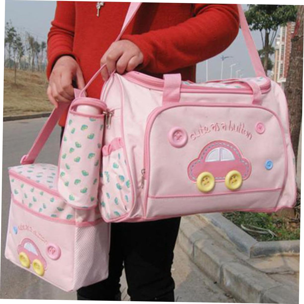 Vaguelly Multi-Function Diaper Bag Large Travel Tote Feeding Bottle Changing Pad Car Pattern image number 3