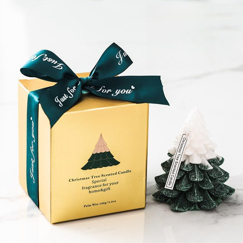 Christmas Tree Candle -Sandalwood Scented Candle 3.5Oz/100G (Red)