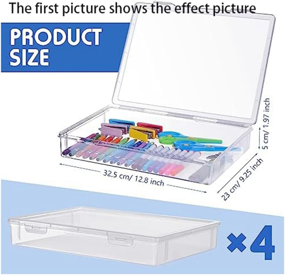 Domoi 4 Pcs A4 Scrapbook Paper Storage Box Arts Craft Organizers Storage Box for 8.5 X 11 Inch Letter Paper Photo Picture Storage image number 4