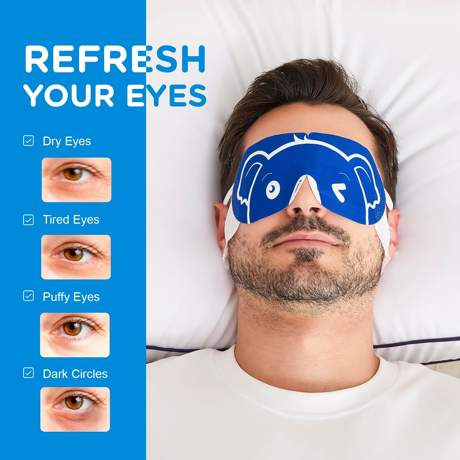 20 Packs Men'S Steam Eye Mask,Heated Eye Mask for Dry Eyes Dark Circles Puffy Eyes,Disposable SPA Warm Compress,Travel Essentials & Relaxation Gifts for Men|Teacher|Dad|Boyfriend|Family(Unscented) image number 4