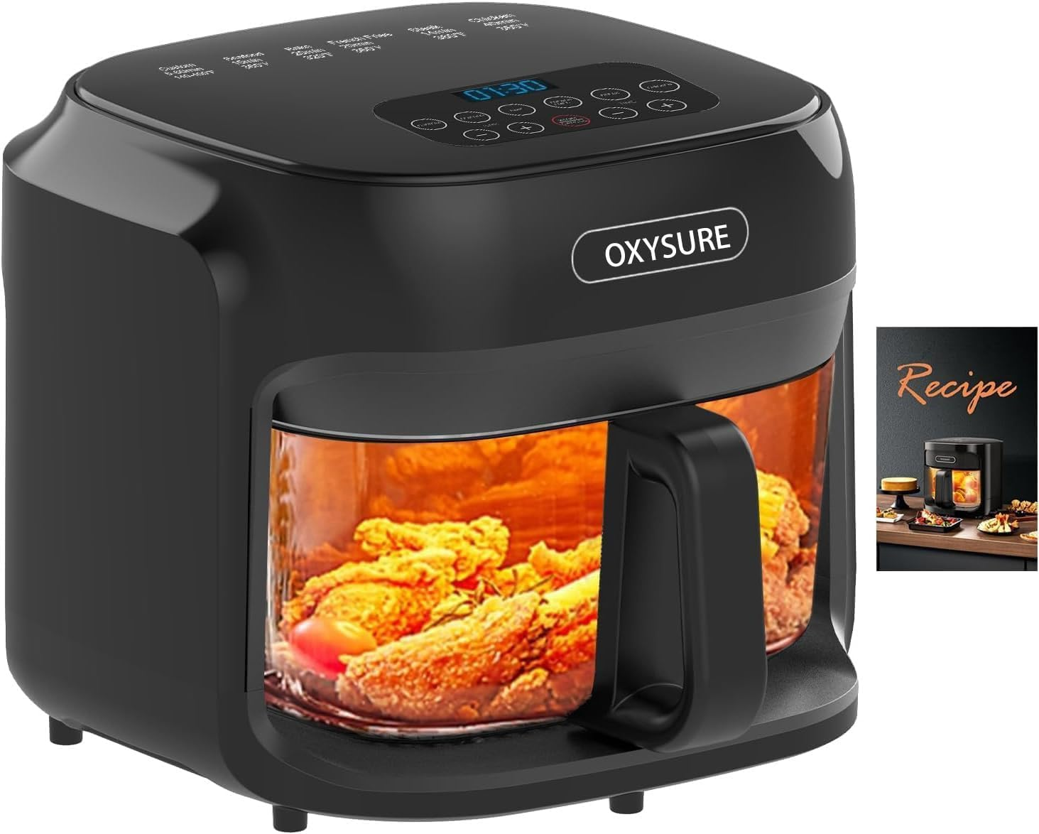 Glass Air Fryer, 7.5QT Glass, 360&deg; Even Heating & Dishwasher, Oil-Less Cooking Appliance for Small Kitchens & Family Meals