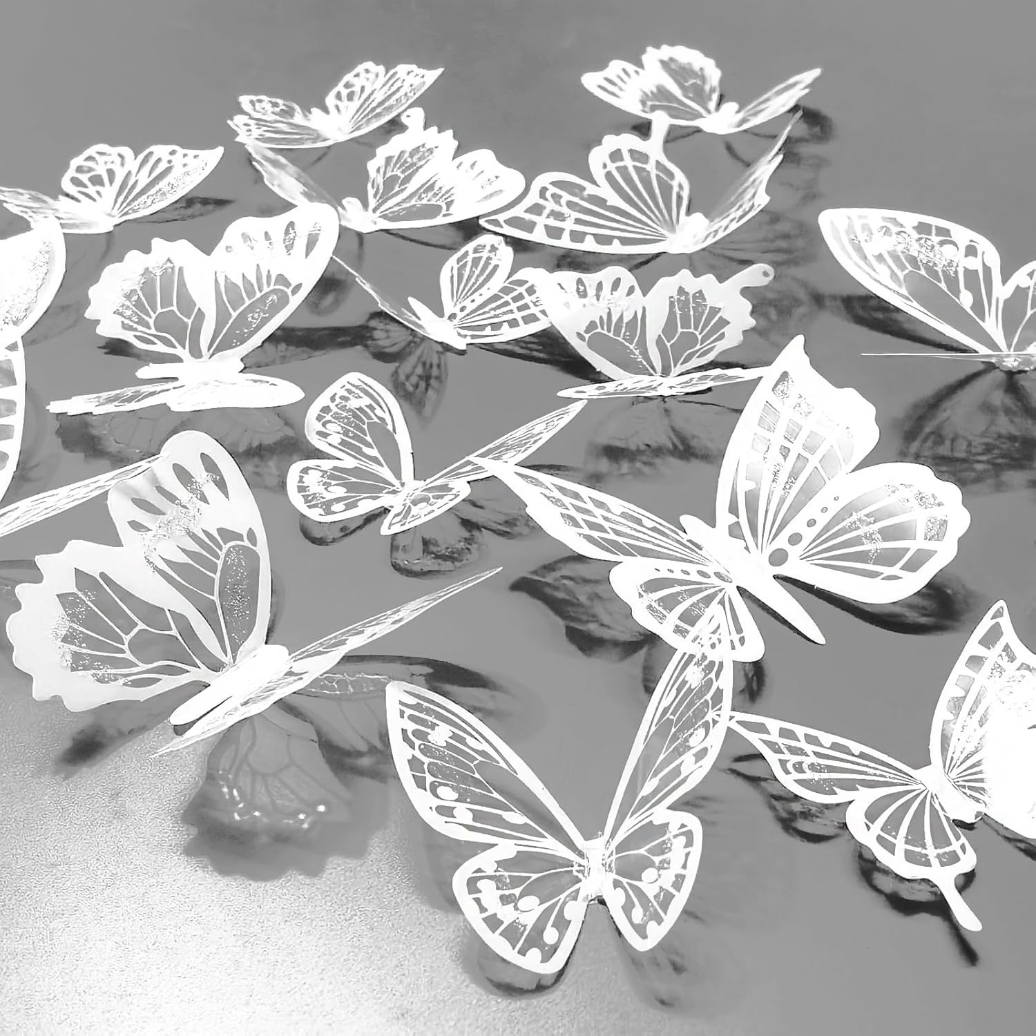 Ewong 3D Butterfly Wall Decor - 66Pcs Black Butterfly Decoration Party Cake Decorations - Removable Waterproof Wall Decal Birthday Home Room Decor Bathroom Bedroom Sticker & Murals