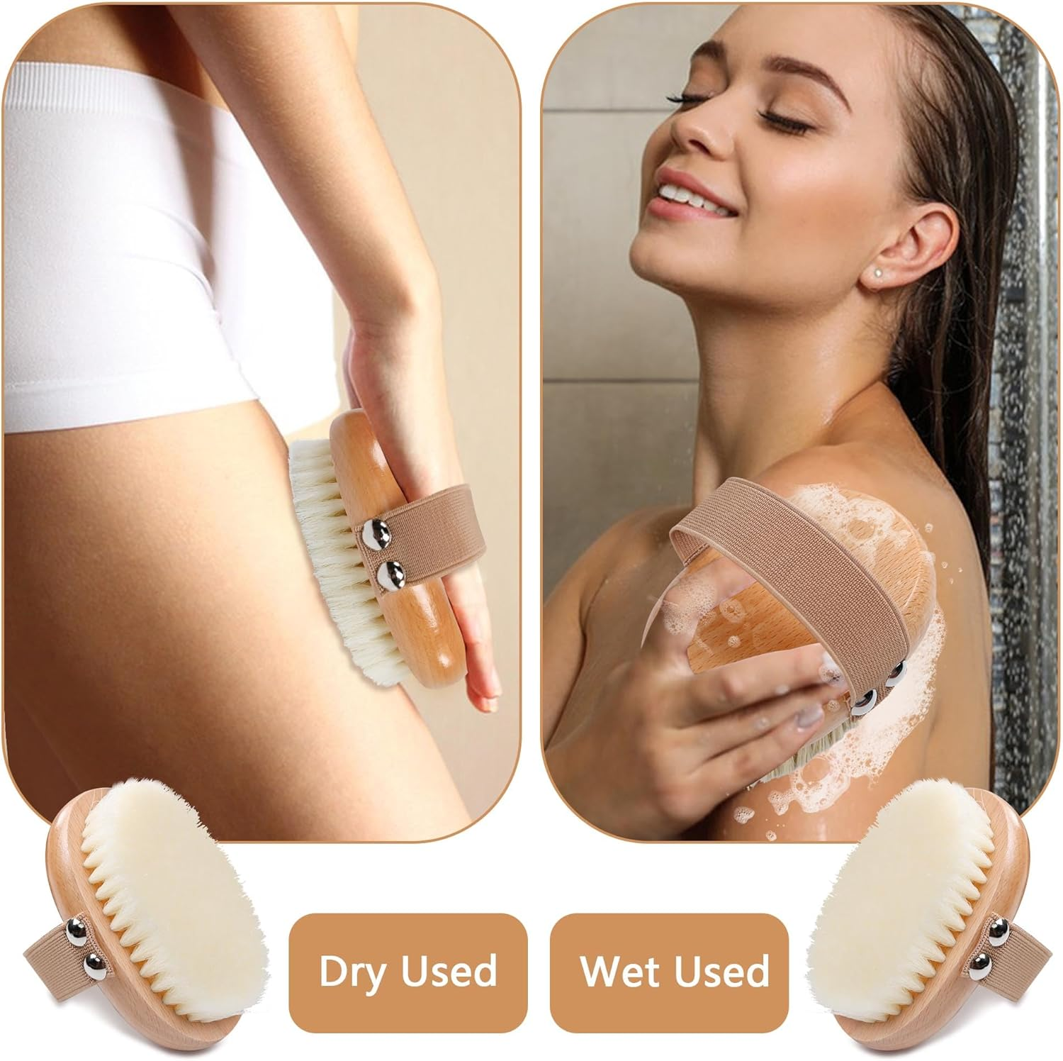 OWIIZI Dry Brushing Body Brush with Soft Nylon Bristles Antiskid Wooden Exfoliator Bath Scrubber for Wet or Dry Exfoliating,Body Scrub Deep Cleanse image number 1