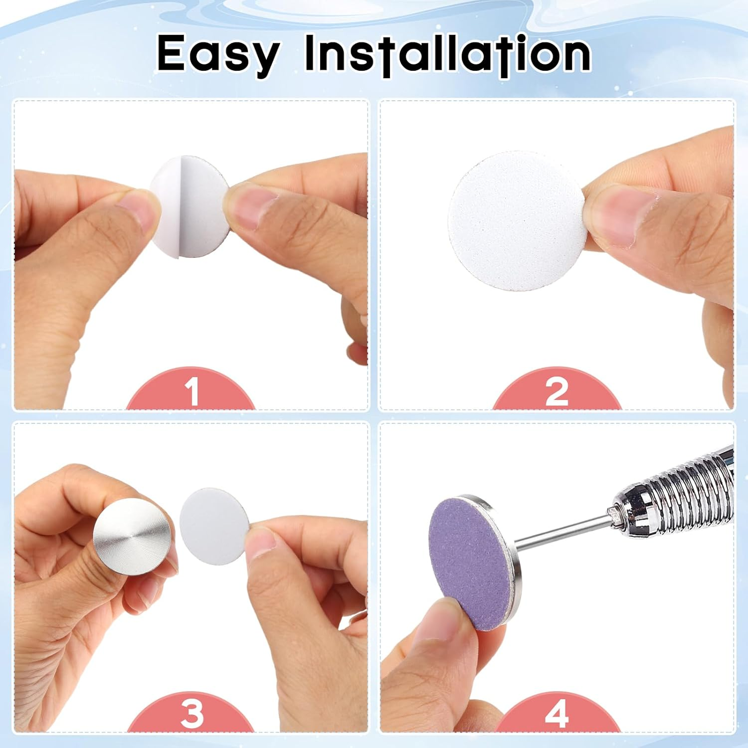 Zhufubao Pack of 80 Sanding Discs Pedicure 25 Mm Pedicure Sandpaper Discs (Grit 80 150 180 240), 1 Level Axis, Dead Skin Callus Remover for Manicure and Pedicure image number 4