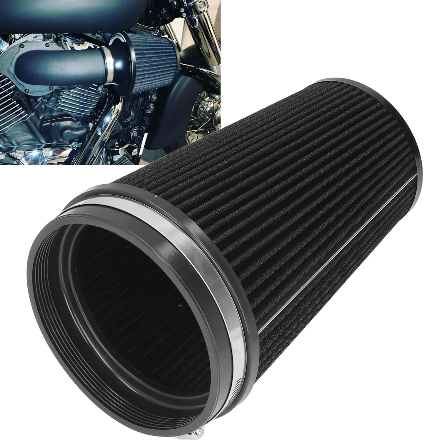 Upgrade Your Engine with Our High Flow Clamp on Air Filter - 150Mm/6In Inlet Universal Air Intake Cone Filter for Cars image number 3