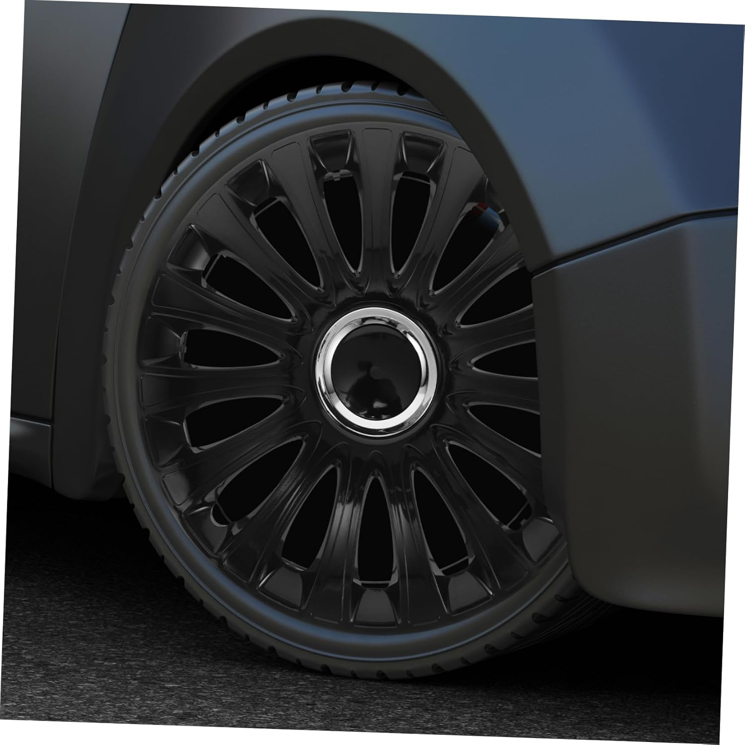 GETAJGHSD 14 Inch Universal Car Wheel Hub Caps Full Black Steel Rim Covers Truck Tire Decorative Hubcaps Replacement Accessories for Vehicles image number 4