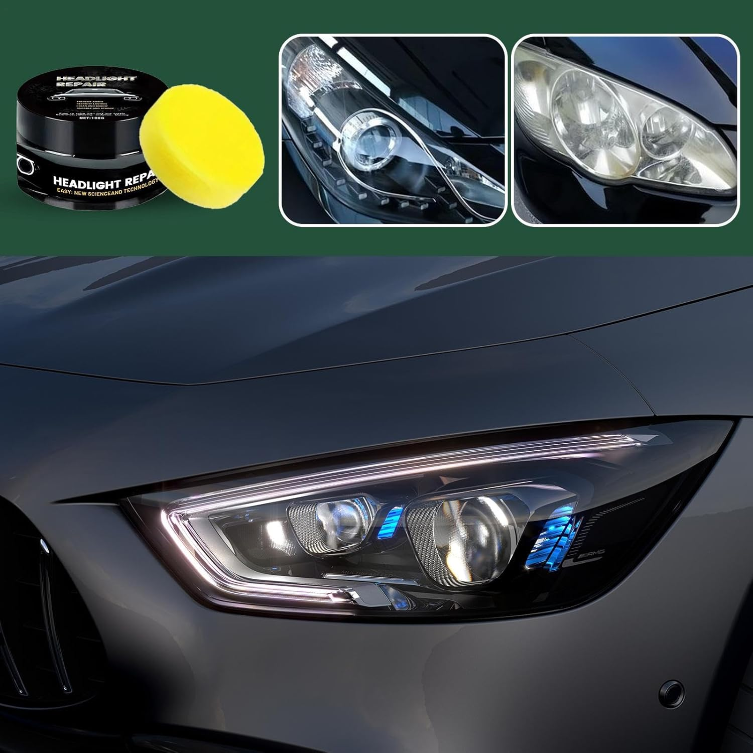 Car Headlight Cleaner | Deep Cleaning Headlight Restoration - 100G Automotive Scratch Paste for Headlamp Refurbishment Remove Oxidation Dirt Haze Detailing Exterior Care Vehicle Rvs image number 5