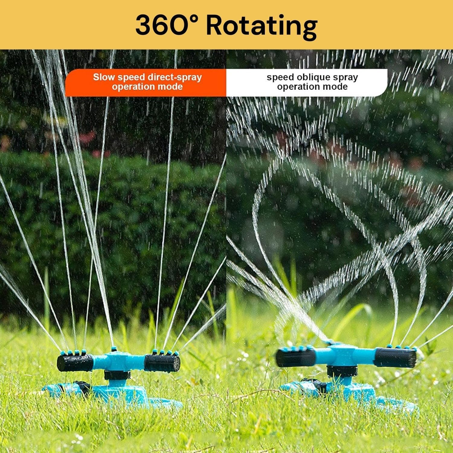 EZONEDEAL 360 Degree Automatic Rotating Garden Sprinkler | Lawn Sprinkler for Yard | 3 Arm Water Sprayers (Blue) image number 1