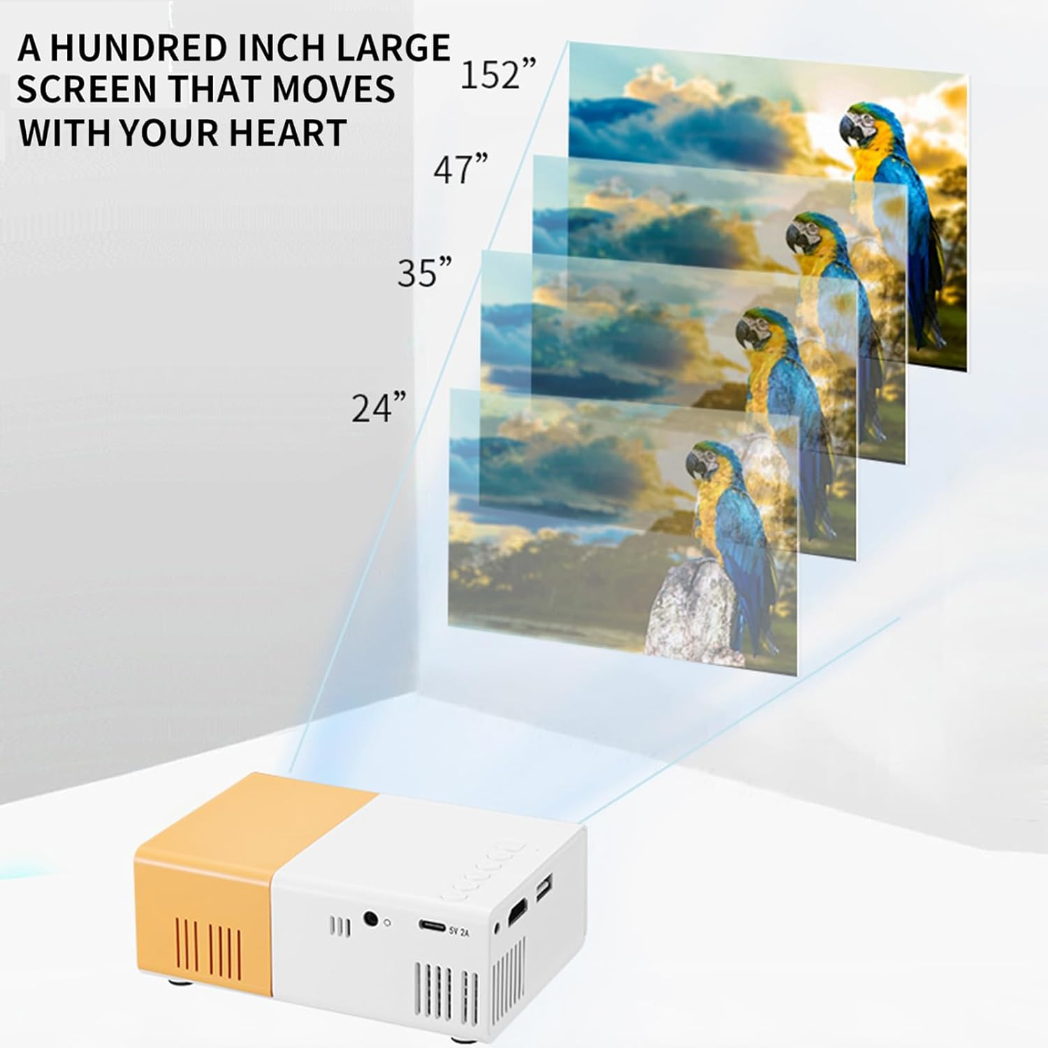 Pomya Mini Projector, Full HD 1080P LED Video Projector, Portable Small Movie Projector, Compatible with Android Wired and Wireless Screen Mirroring, USB HDMI, Auto Correction image number 1