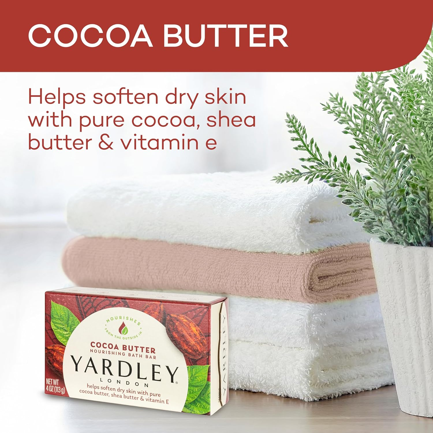 Yardley London Cocoa Butter Naturally Moisturizing Bath Bar, 4.25 Ounce image number 1