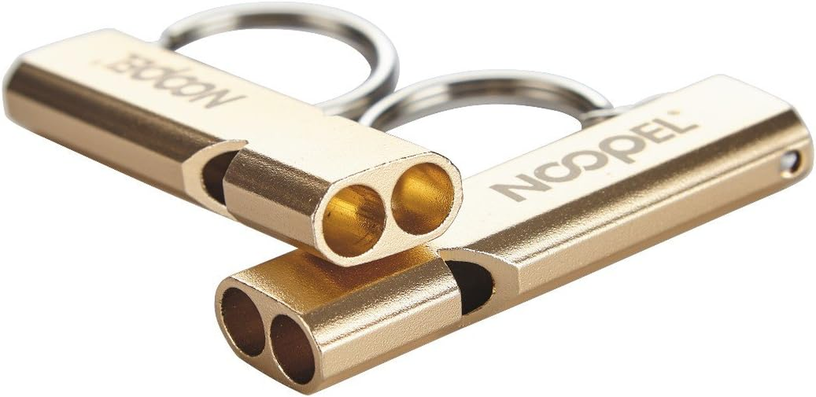 NOOPEL 2 Pack Emergency Whistles High Pitch Double Tubes Survival Lifeguard Whistle Lanyard Keychain Outdoor Camping Hiking Boating Hunting Fishing image number 2