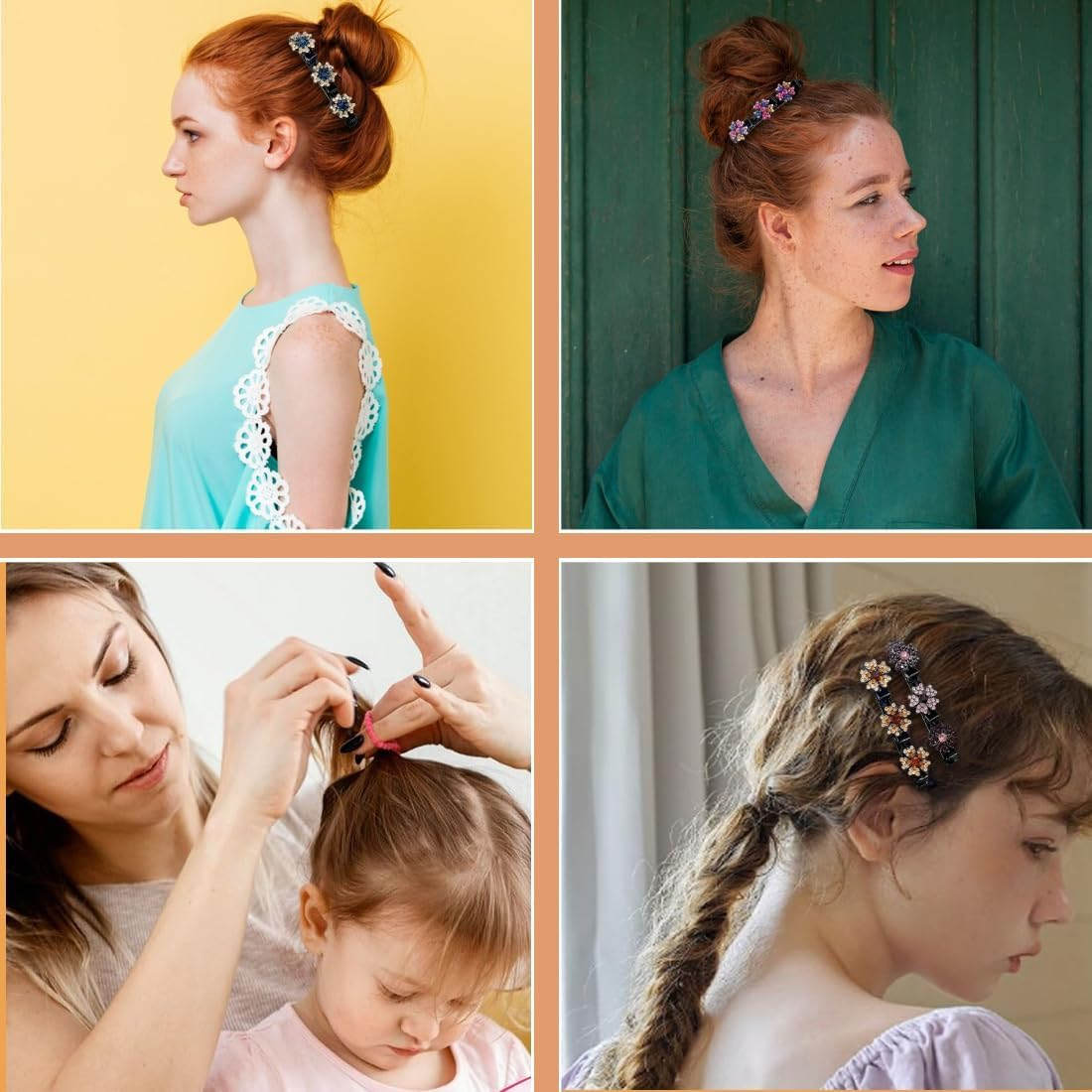 Pack of 4 Crystal Hair Clips Women - New Flowers, Hair Clips Women with Sparkling Crystal Stones Elegant Hair Styling Clips Hummingbird Hair Clip Rhinestone Hair Clips Hair Clips image number 1