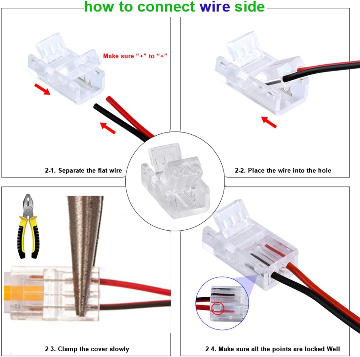 Paifeancodill LED Light Strip Connectors - 2Pin, 10 Pcs Lighting Connector, 8Mm Wide Unwired Gapless Solderless Strip to Wire Quick Adapter for Waterproof/Non-Waterproof Single Color LED Light Strip image number 2
