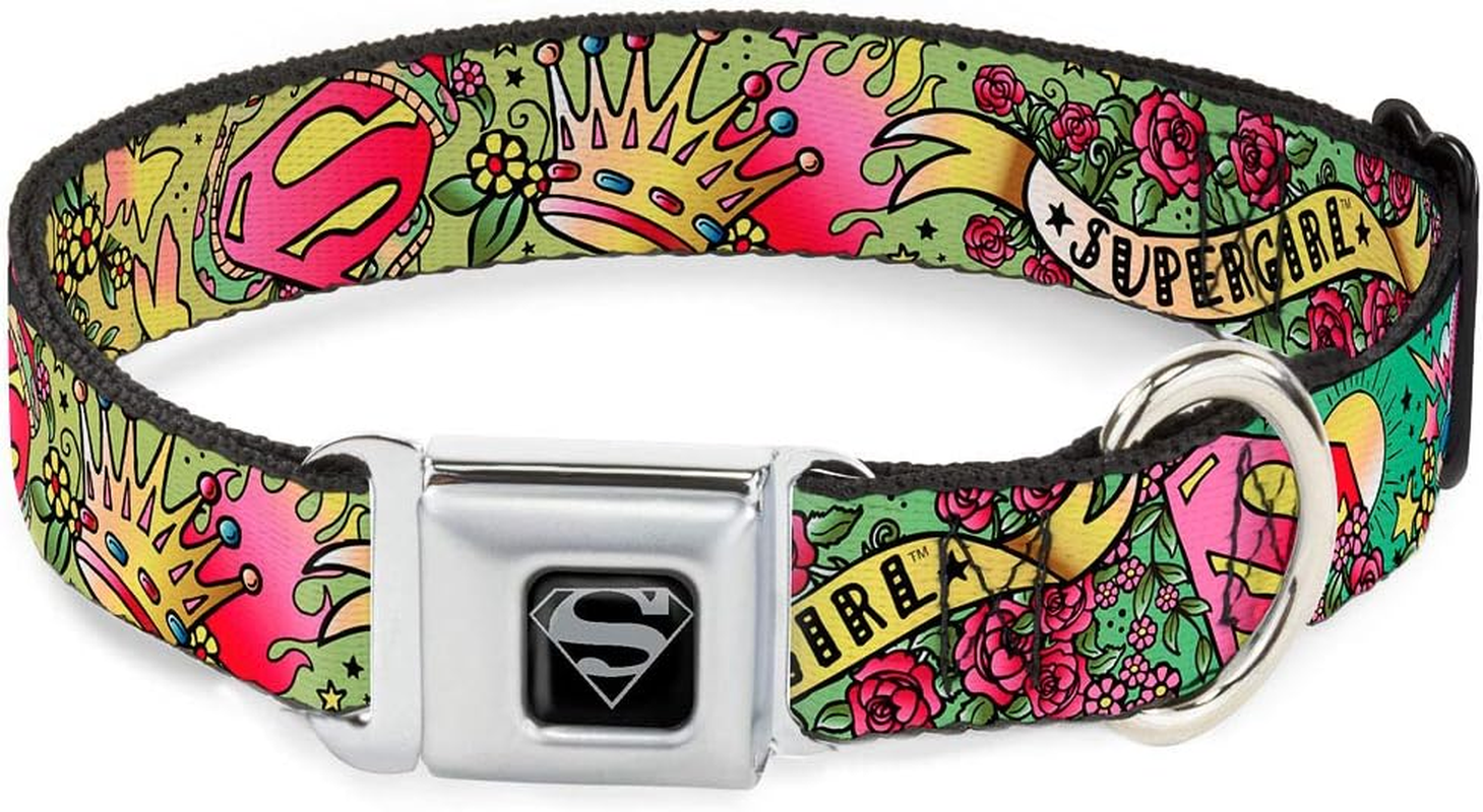 Buckle-Down Seatbelt Buckle Dog Collar - Supergirl Tattoo Scene - 1" Wide - Fits 11-17" Neck - Medium