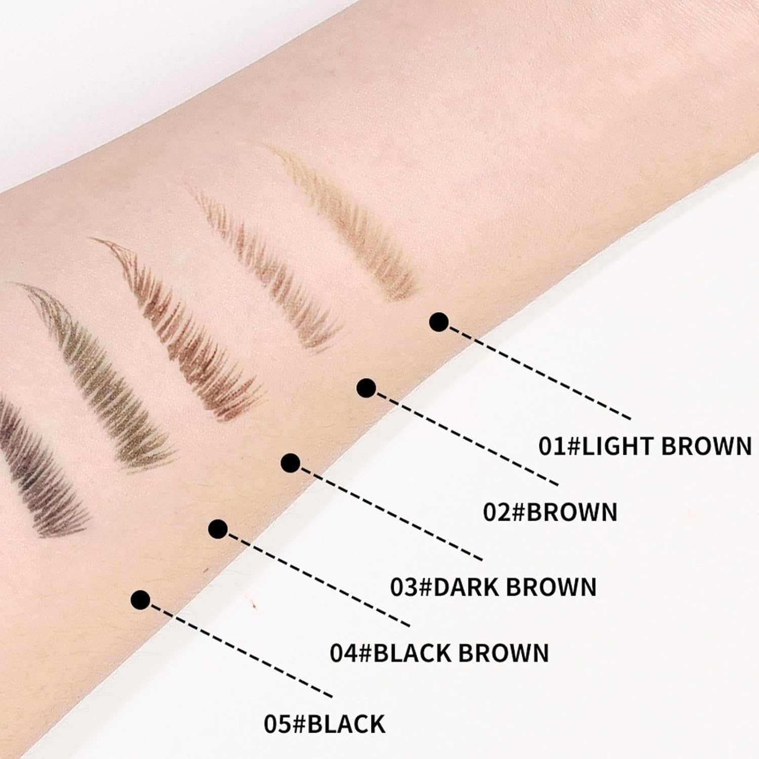 Microblading Eyebrow Pen, Double-Headed Eye Brow Pen with Brush, 2-Fork-Tip Curved Brow Pen Waterproof Eyebrow Tint Pen, Long Lasting Makeup - 01 Light Brown + Eyebrow Brush image number 3