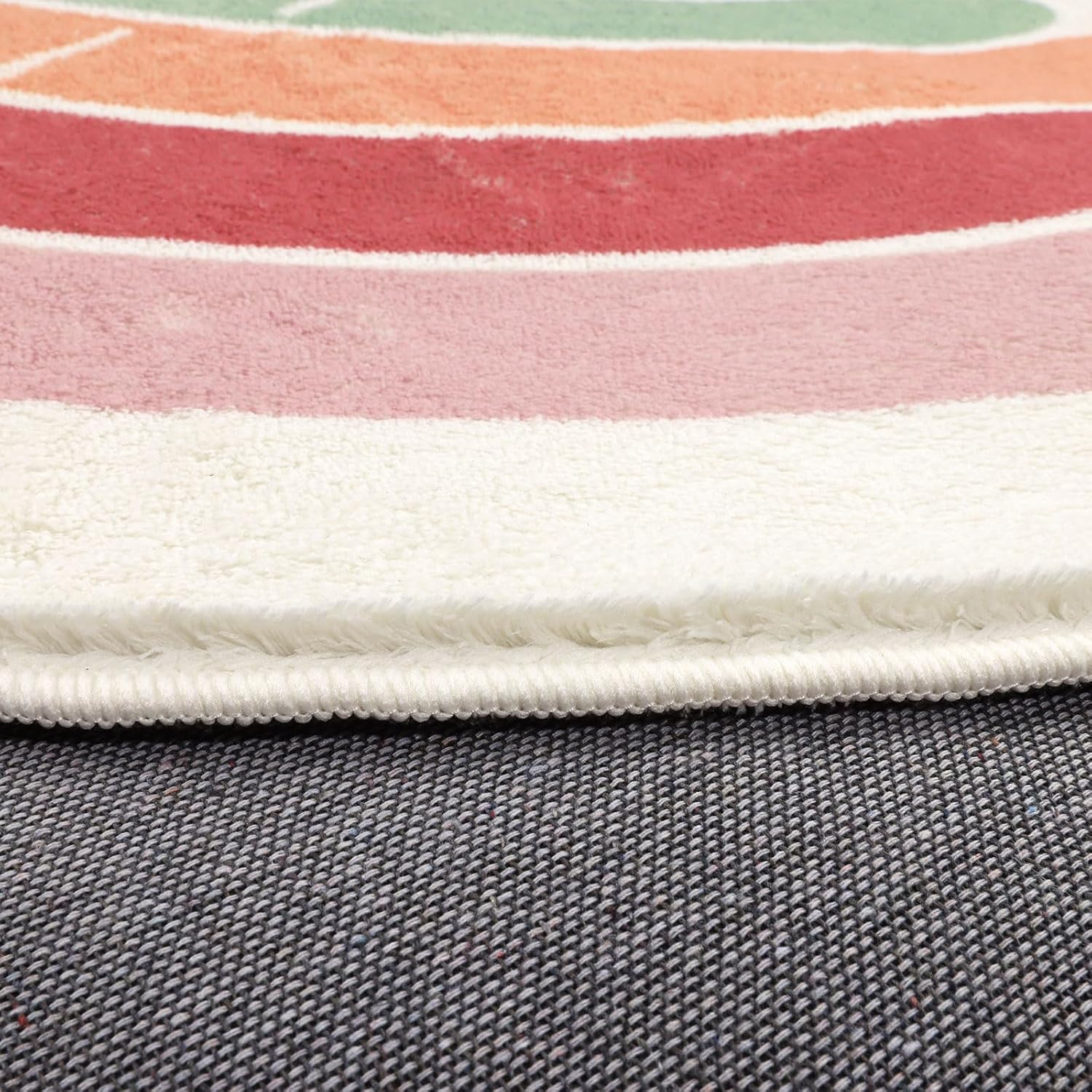 Topotdor Boho Rainbow round Rug,Washable Kids Rug Ultra Soft Colorful Nursery Rug for Calming Corner Home Bedroom Playroom Decor,47" Round