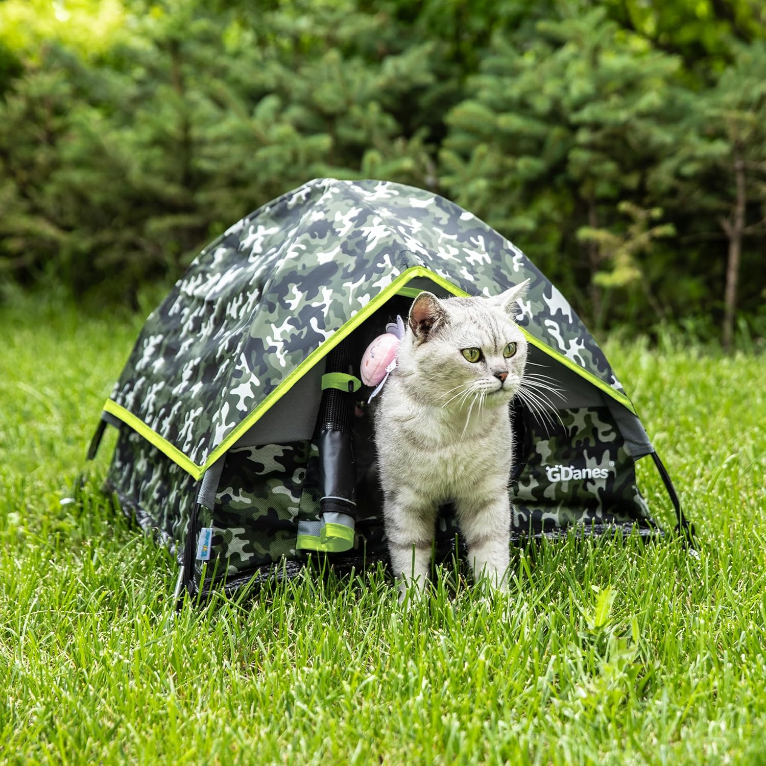 Gdanes Camouflage Cat Tent, Portable Pet Cat House with Soft Pad, Cat Cave, Dog House for Small Medium Dogs and Rabbits