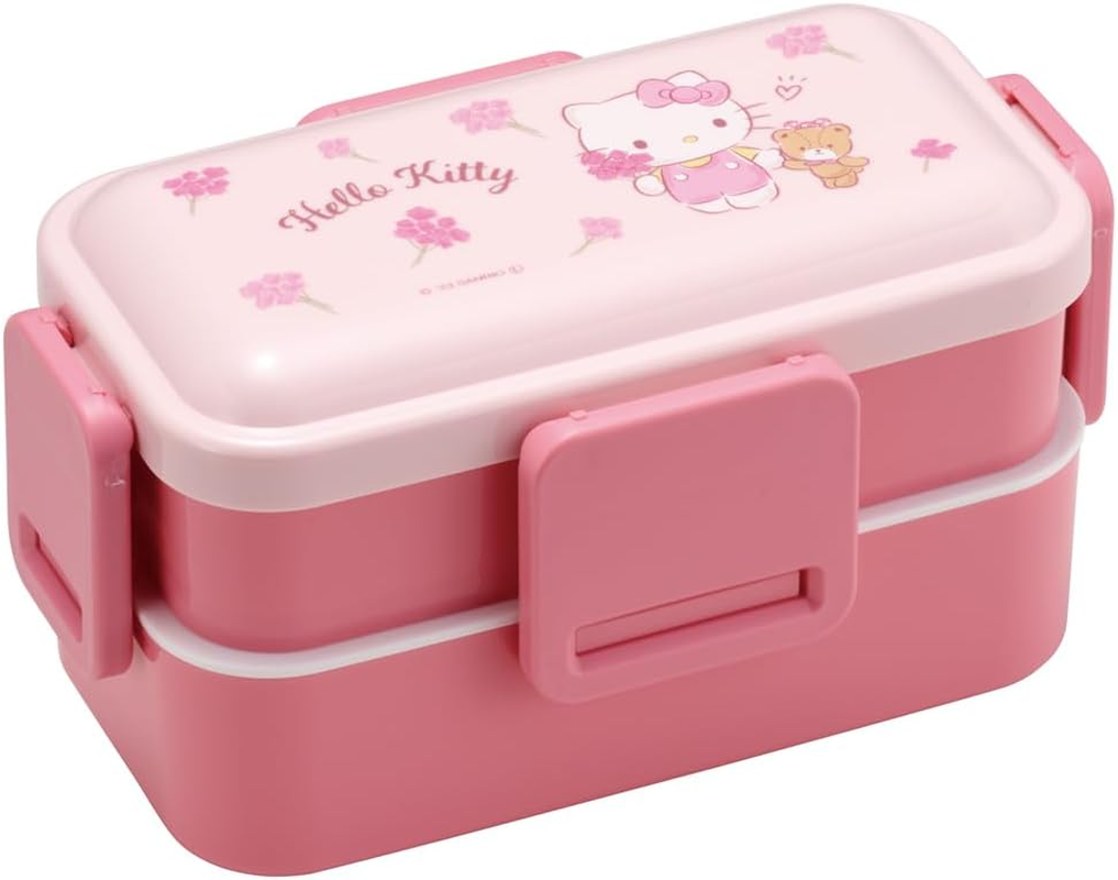Skater YZW3AG-A Hello Kitty Lunch Box, Sanrio, 20.3 Fl Oz (600 Ml), Antibacterial, 2-Tier, for Women, Made in Japan