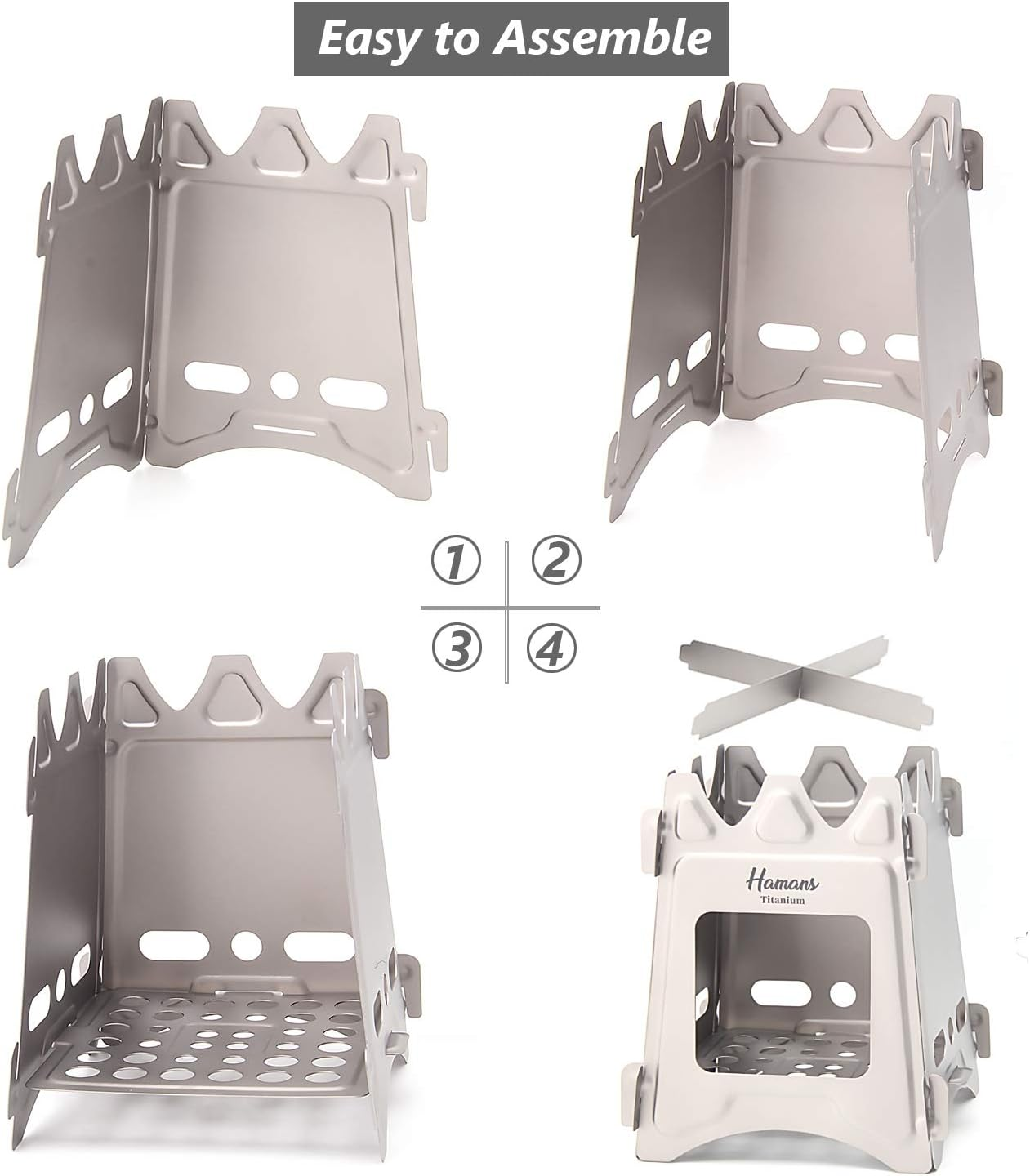 Hamans Titanium Wood Burning Stove, Camping Stove, Foldable Titanium Portable Backpacking Stove for Outdoor Camping Picnic BBQ image number 5