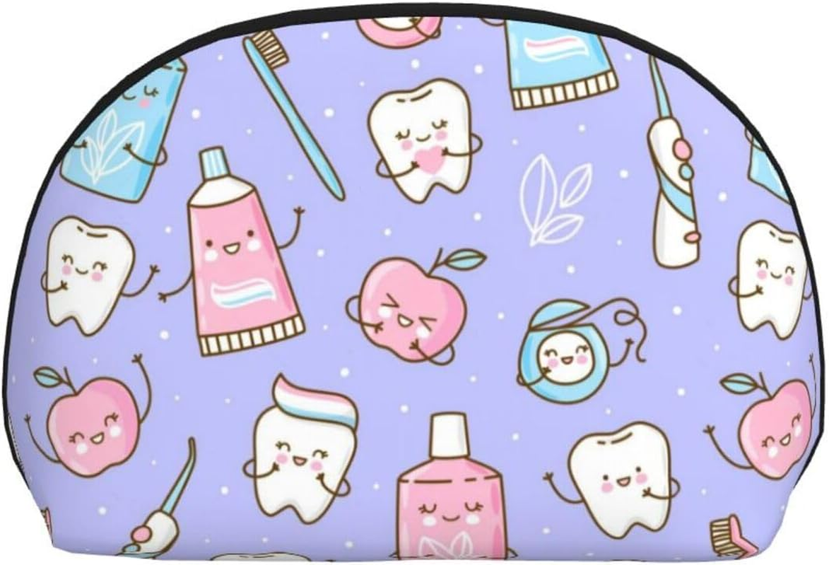 Cozimangoe Coin Pouch Makeup Bags Set, 2 Piece Shell Shape Cosmetic Bag with Pockets for Daily Travel Handbag Lipstick Keys Toiletry, Personalized Dentist image number 2