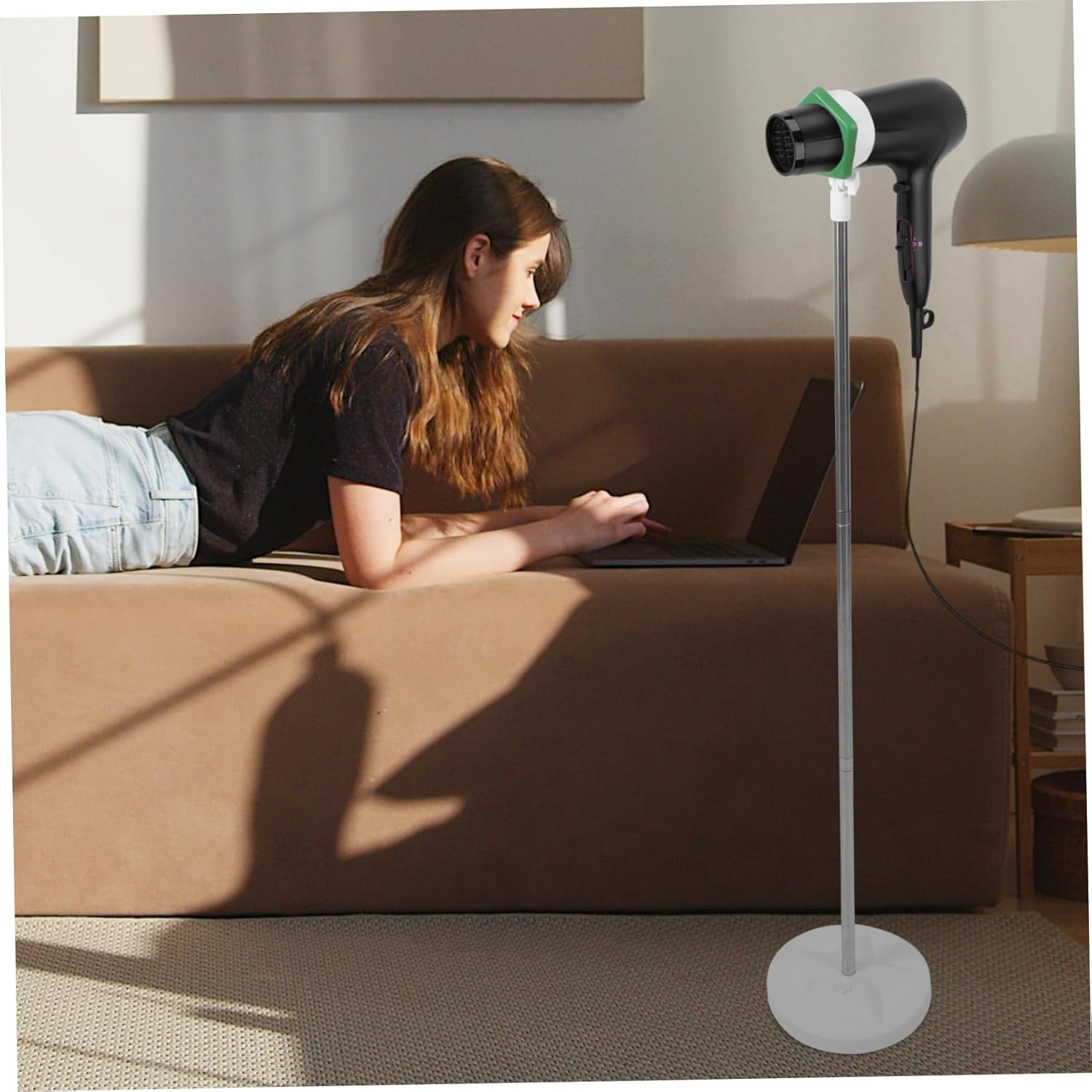 IWOWHERO Hair Dryer Stand Holder Hands-Free Adjustable Height 50-106Cm Lazy Blow Dryer Rack for Home Use Space-Saving Design Base image number 1