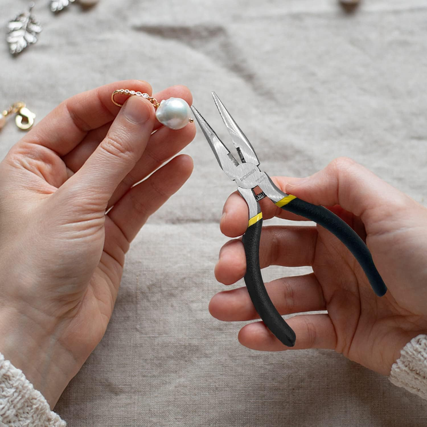 BOOSDEN 5 Inch Small Needle Nose Pliers Set, 5 Pack, Small Pliers Set Tools, Mini Precision Pliers Set, Mini Long Nose Pliers with Wire Cutter for Jewelry Making and DIY image number 3