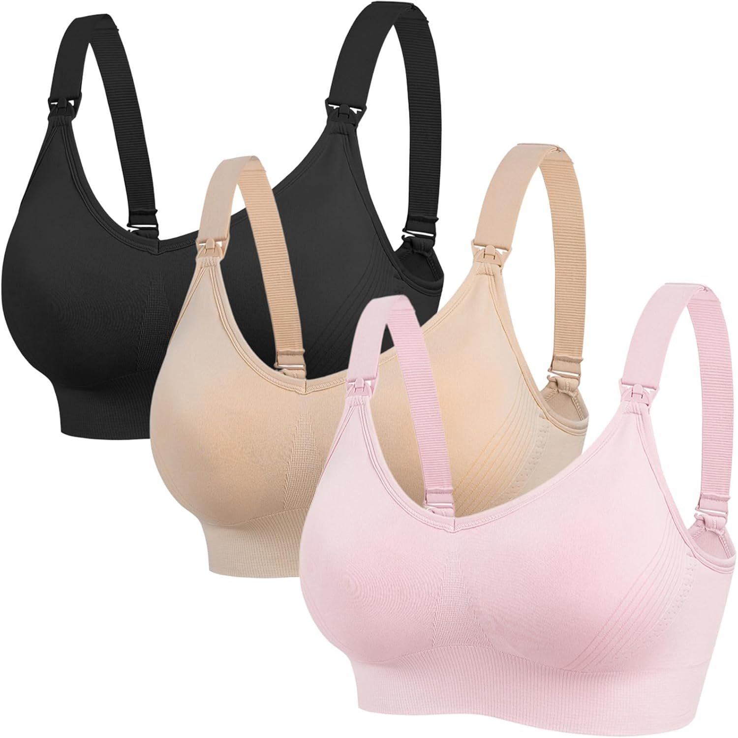 Dress Cici Premium Nursing Maternity Bra - Full Coverage V Neck Wirefree, 3 Pack