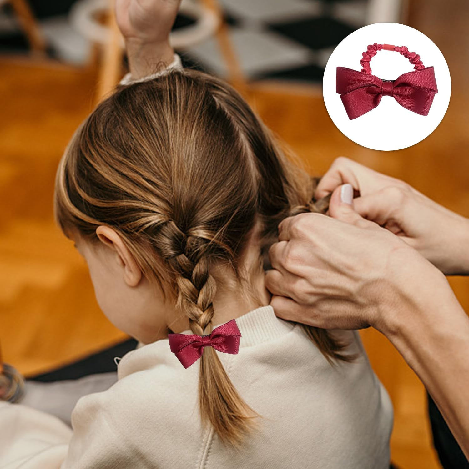 Pack of 9 Bow Hair Rings, Elastic Hair Rings, Simple and Versatile Hair Rings, Satin Hair Accessories and Hairstyle Design Accessories. image number 1