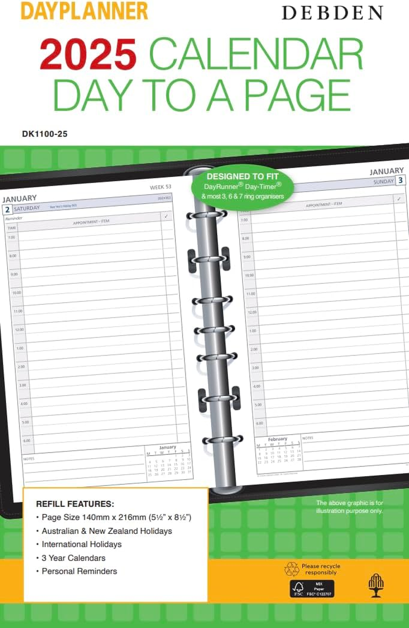 Collins Day Planners - Desk Day to Page - Refill Calendar Year Diary/Planner - with Appointments - 2025