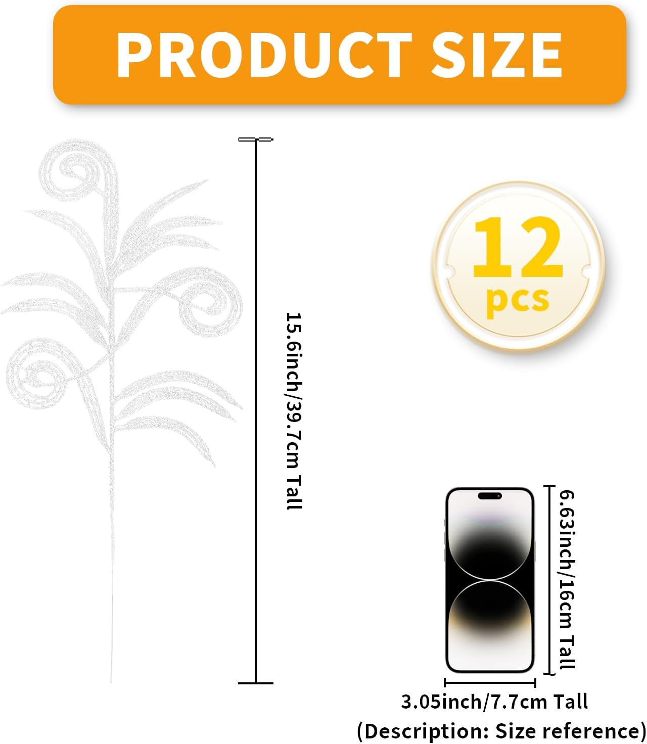 12 Pcs Glitter Christmas Leaves, Artificial Leaf Spray Picks Christmas Foliage Christmas Tree Filler Branches Christmas Wreath Decor for DIY Wreath Wedding Table Centerpiece Decorations (White) - Pink image number 5