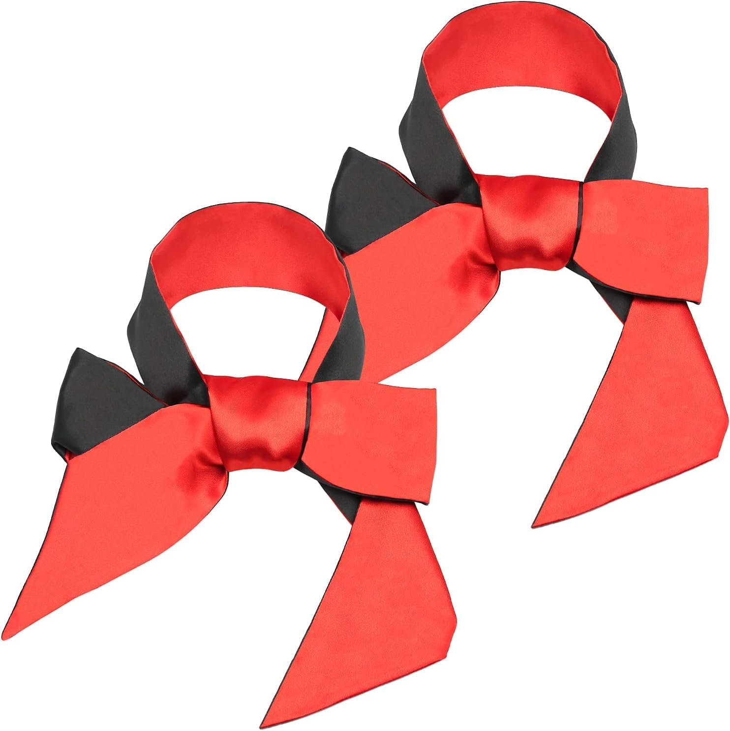 Satin Eye Mask Blindfold, 2Pcs Adjustable Comfortable Eye Blindfold Soft Satin Eye Covers, Silk Sleep Mask Cover Band for Sleeping, Red image number 3