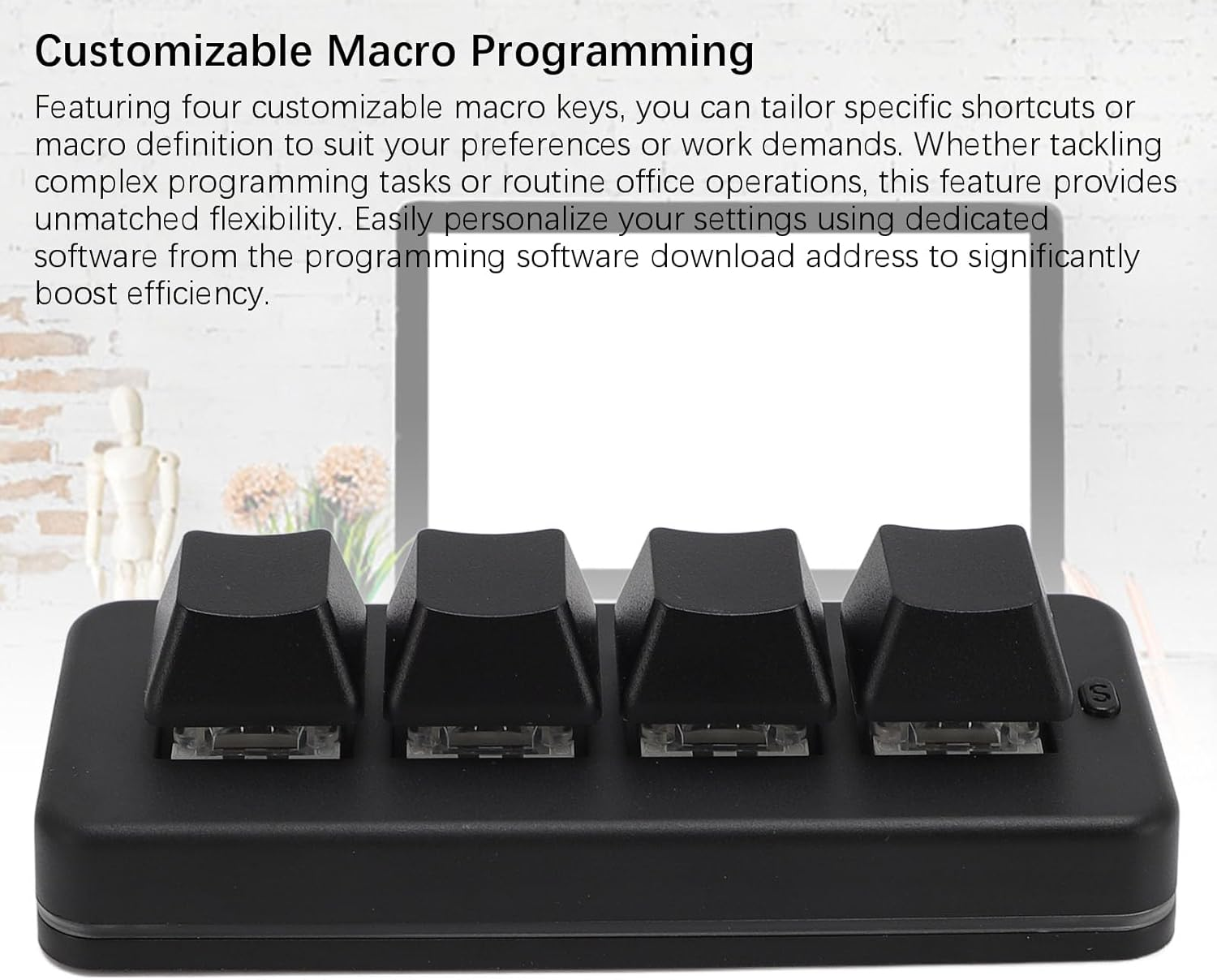 4 Key Mini Keypad, One Handed Mechanical Gaming Keyboard, Wired USB Programming Macro Keypad with RGB Dynamic Lighting for Game Editing Working image number 5