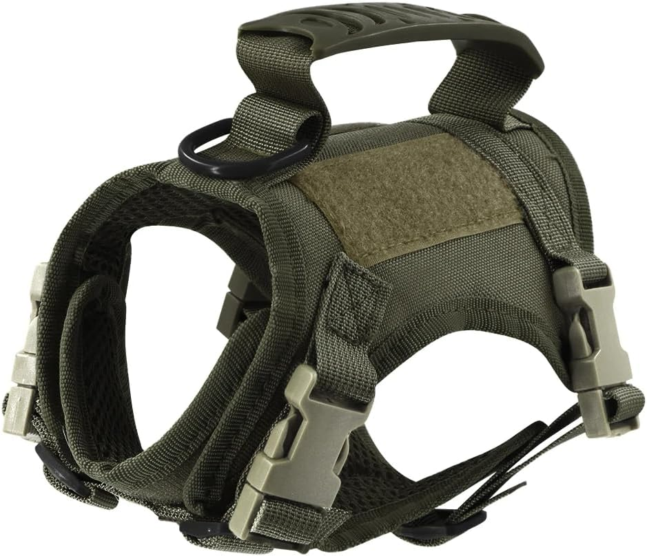 Tactical Cat Harness Leash for Walking Escape Proof Adjustable Kitten Vest with Patch for Military Service Small Dog Training,Brown Harness - Blackleash image number 4