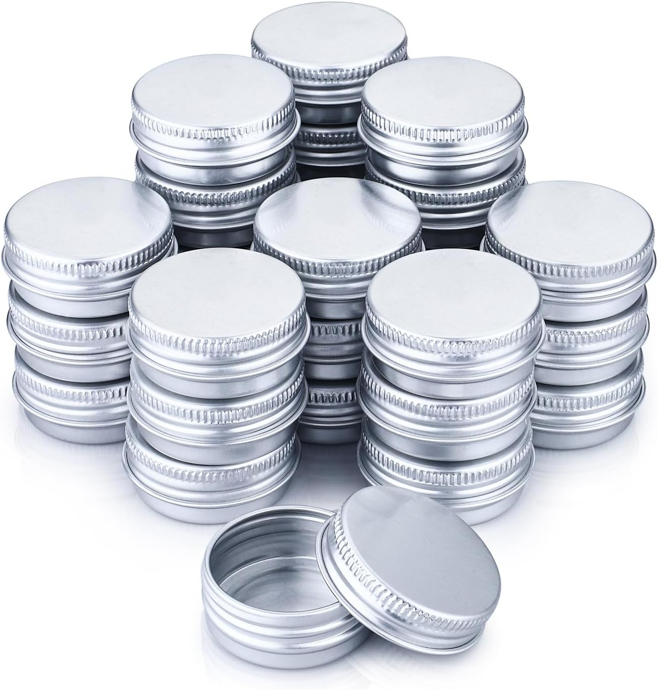 28 Pcs 15 ML Metal round Aluminum Tin Jars 1/2 Ounce Aluminum Tin Cans with Screw Lid, Lip Balm Containers for Lip Balm, Eye Shadow, Creams (Silver)