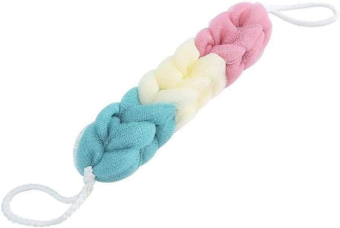 Body Brush Massage Brush 3Pcs Scrubber Bath Shower Mesh Sponge Exfoliating Body Scrub Stretch Braided Loofah with Rope Handles Long Sponge Shower Wash Brush image number 5