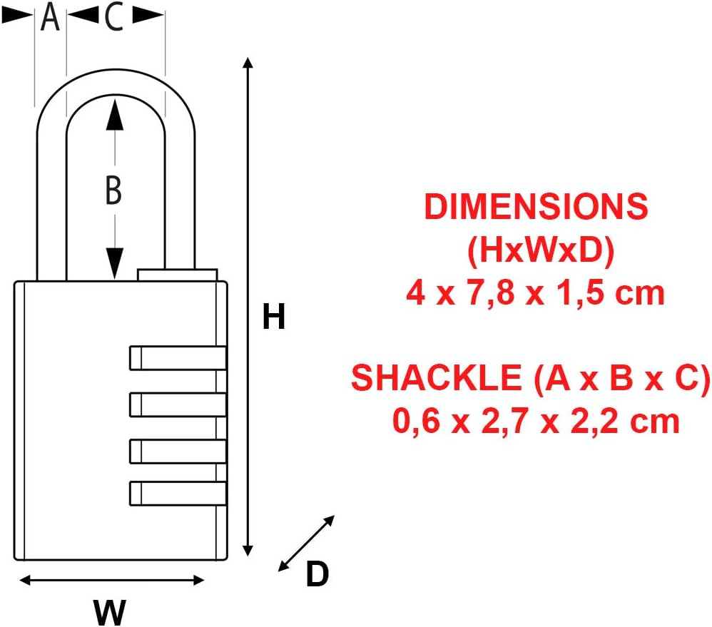 Master Lock 7640EURDBLKCC Combination Padlock in Aluminium, Black, 4 X 7,8 X 1,5 Cm image number 2