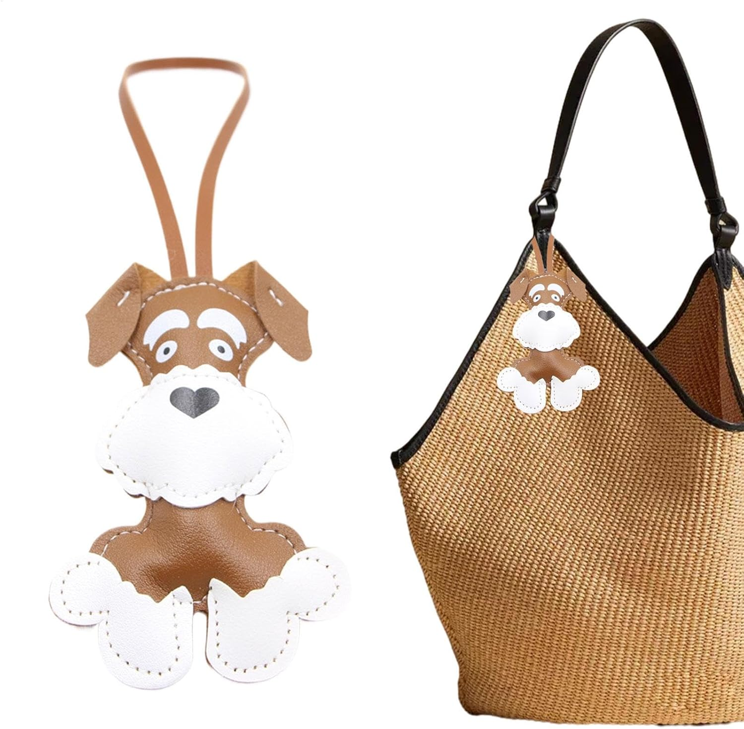 Leather Pet Bag Charm, Dog Backpack Charm, Dog Shape Trailer for Bag | Creative Accessory Puppy Pu Leather Wallet Bag Bag Smart Compound Bag Pendant image number 2