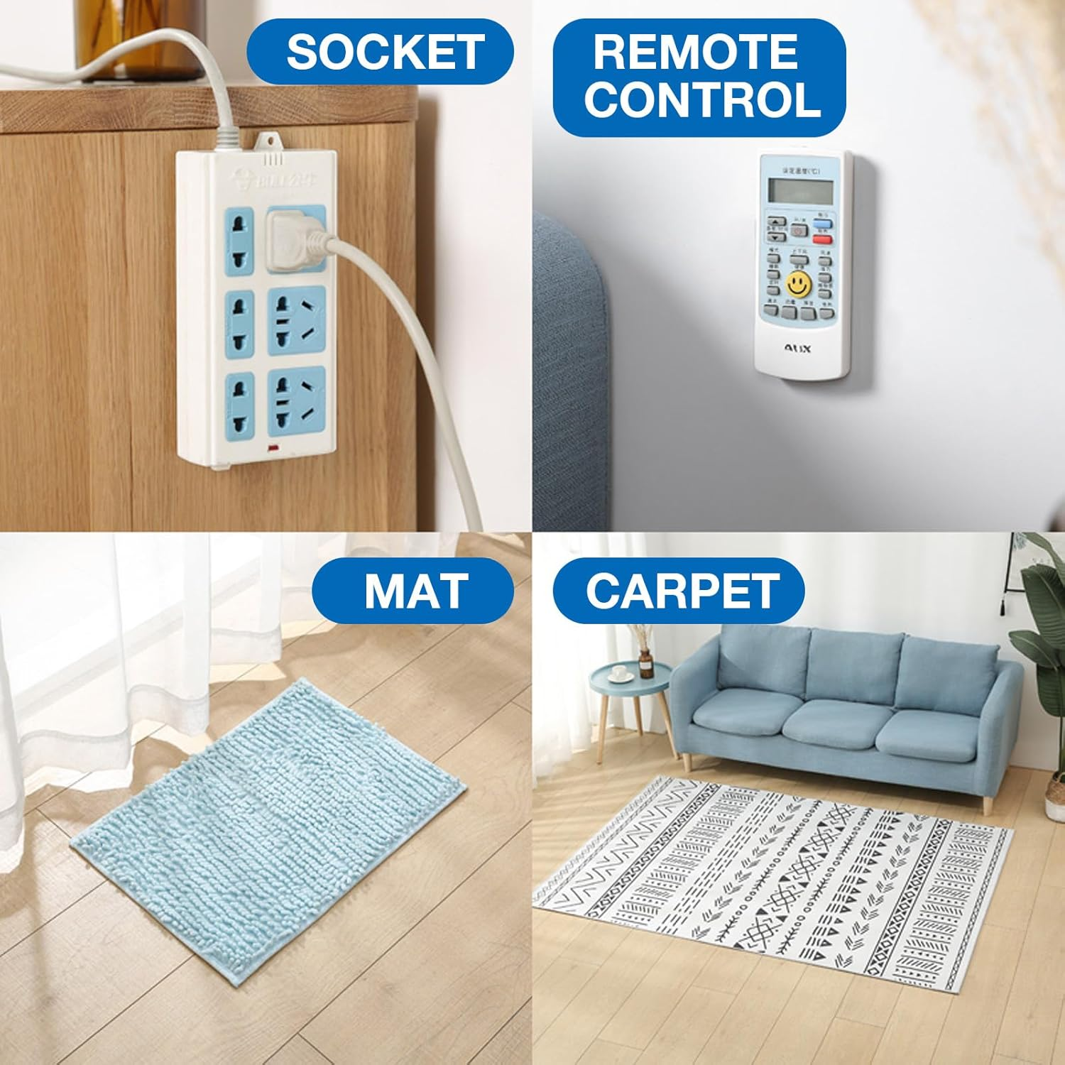 Auzly 10-Pack Rug Gripper Tape | Double Sided Anti-Slip Carpet Tape | Washable Reusable Rug Pad for Hardwood & Tile Floors | Secure Floor Mats & Carpets | Home D&eacute;cor Essential (Gray) image number 3