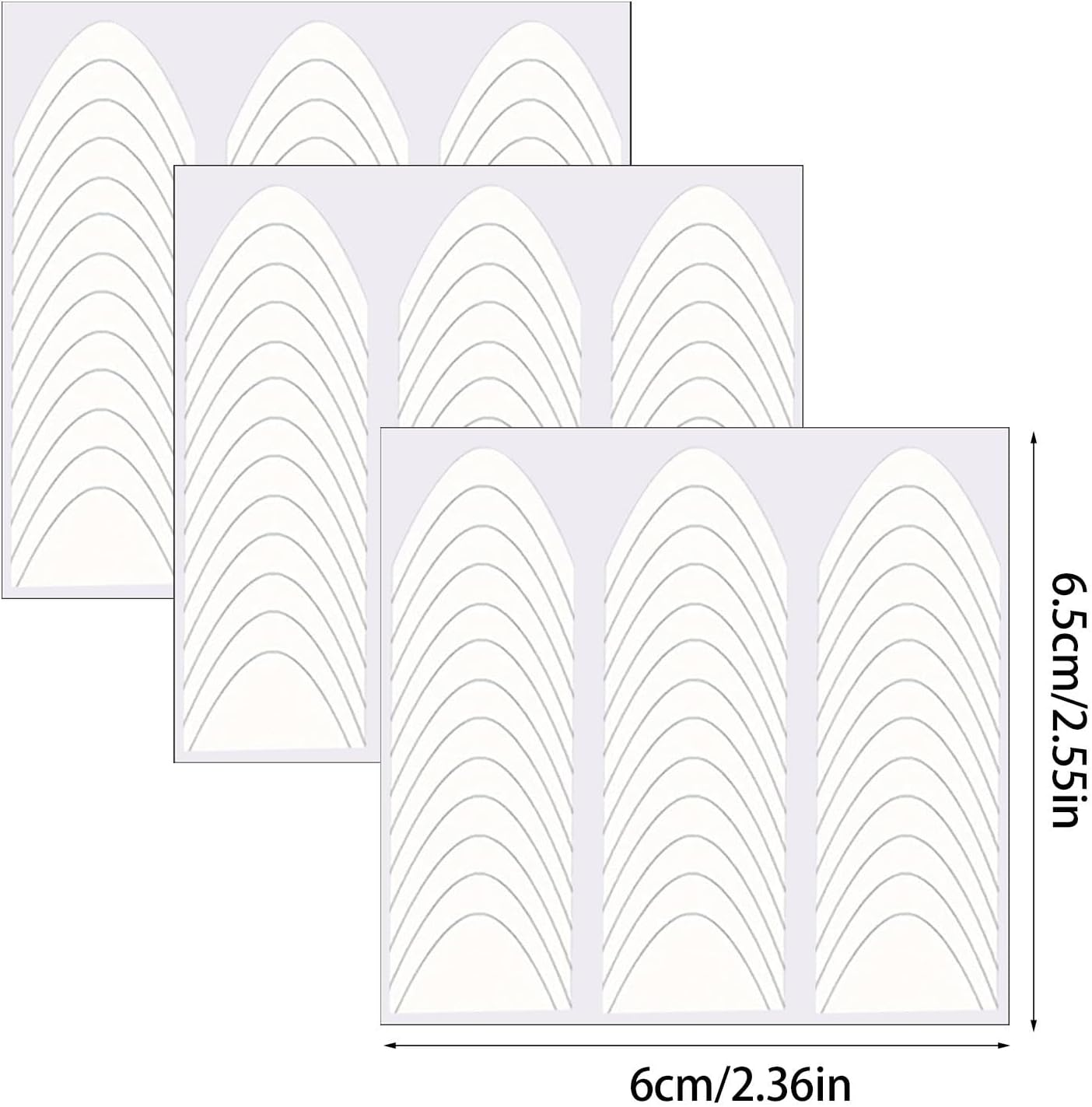 Jiimhte French Tip Nail Stickers,French Manicure Nail Strips 1368 Stickers | Decoration Stencil Tools French Manicure Strips Nail Stickers with Three Arc Moon Shapes for Salons image number 5