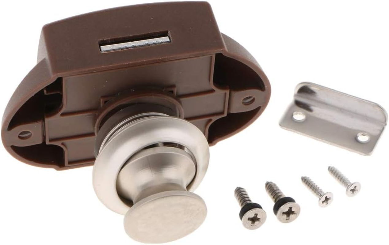 Zinc Alloy Push Button Latch Cupboard Lock Knob for Cabinet/Rv/Boat (Pearl) image number 1
