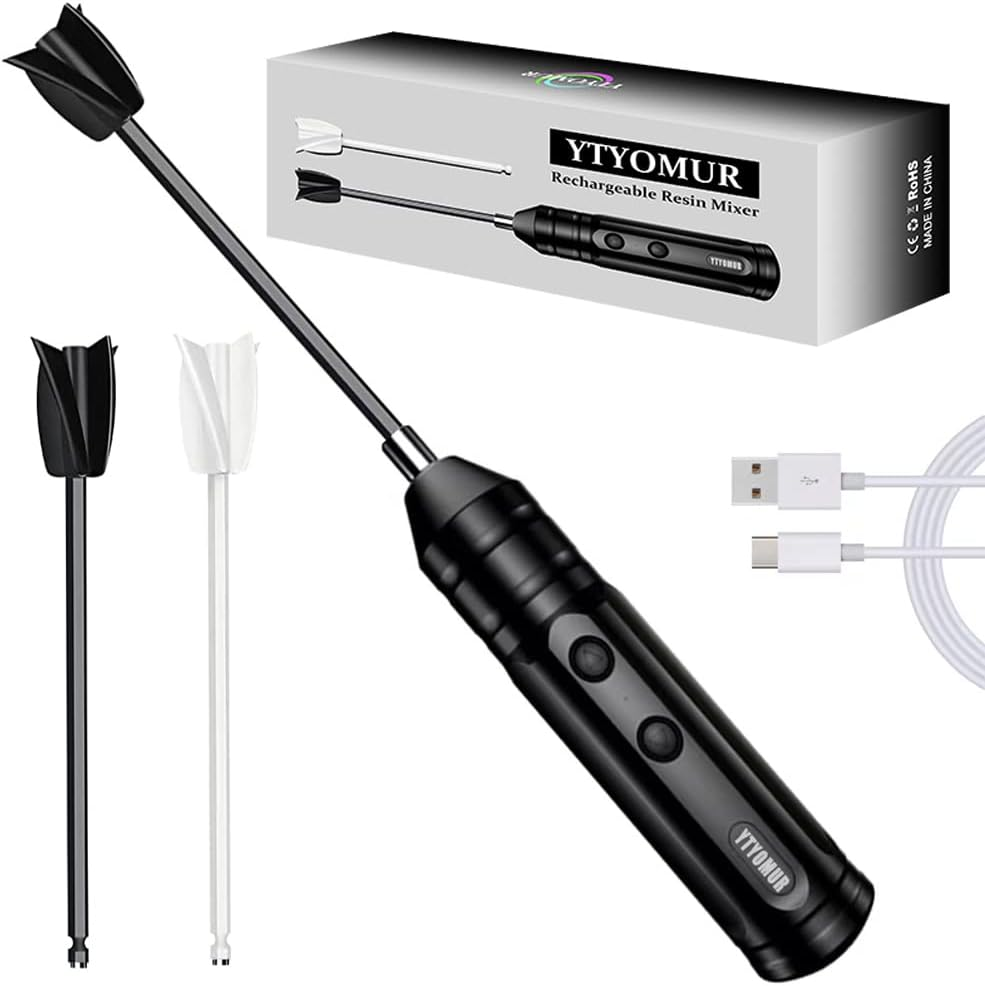 Epoxy Resin Mixer with 2 PCS Epoxy Mixer Paddles, Rechargeable Powerful and Slow Motor for Epoxy Resin, Silicone, Paint Mixing, without Bubbles DIY Crafts Tumbler Jewelry Resin Casting image number 3