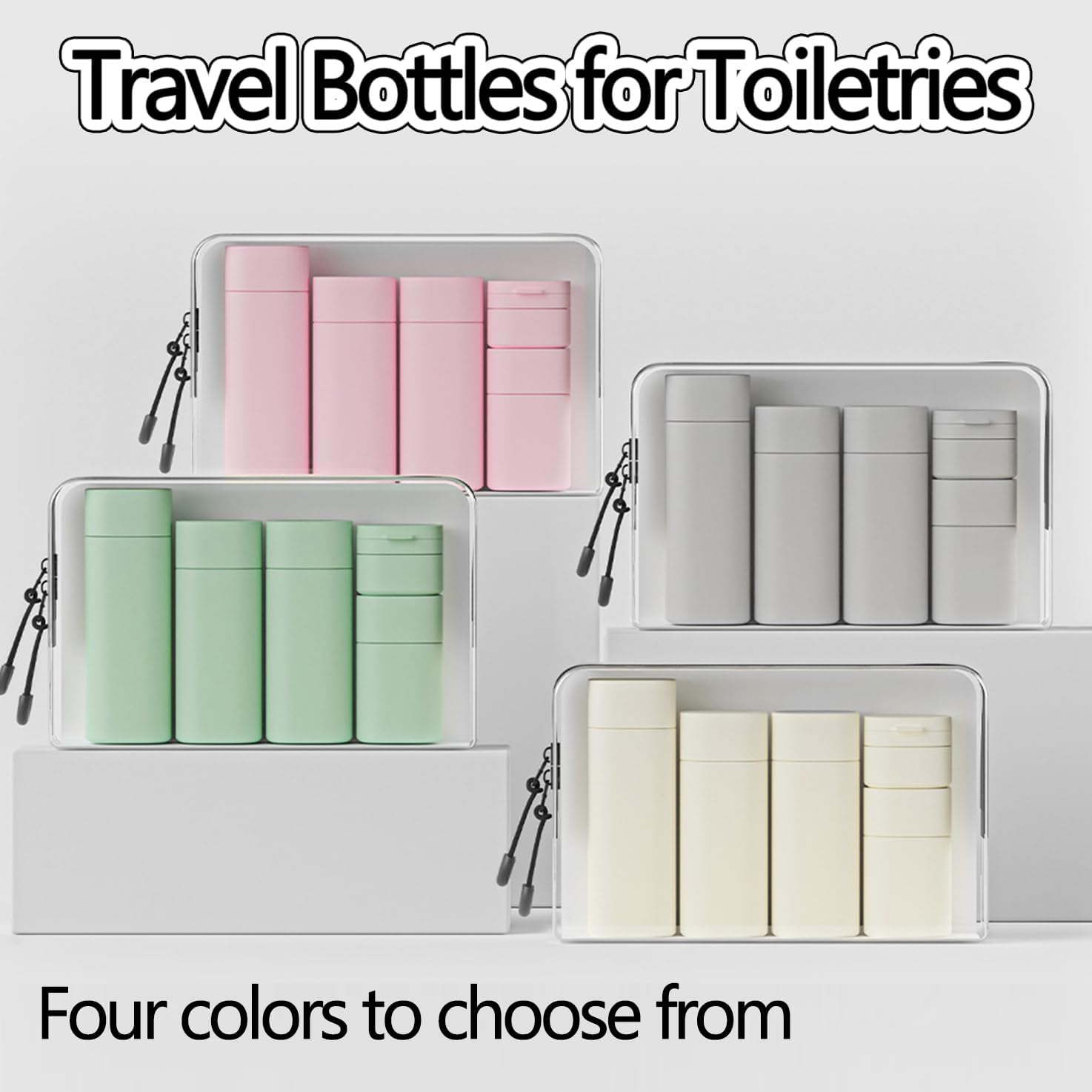WADY 5 Pack Leak Proof Travel Bottles for Toiletries Set, Refillable TSA Approved Size Containers with Clear Bag for Shampoo, Conditioner, Lotion, Portable and Convenient (Pink)