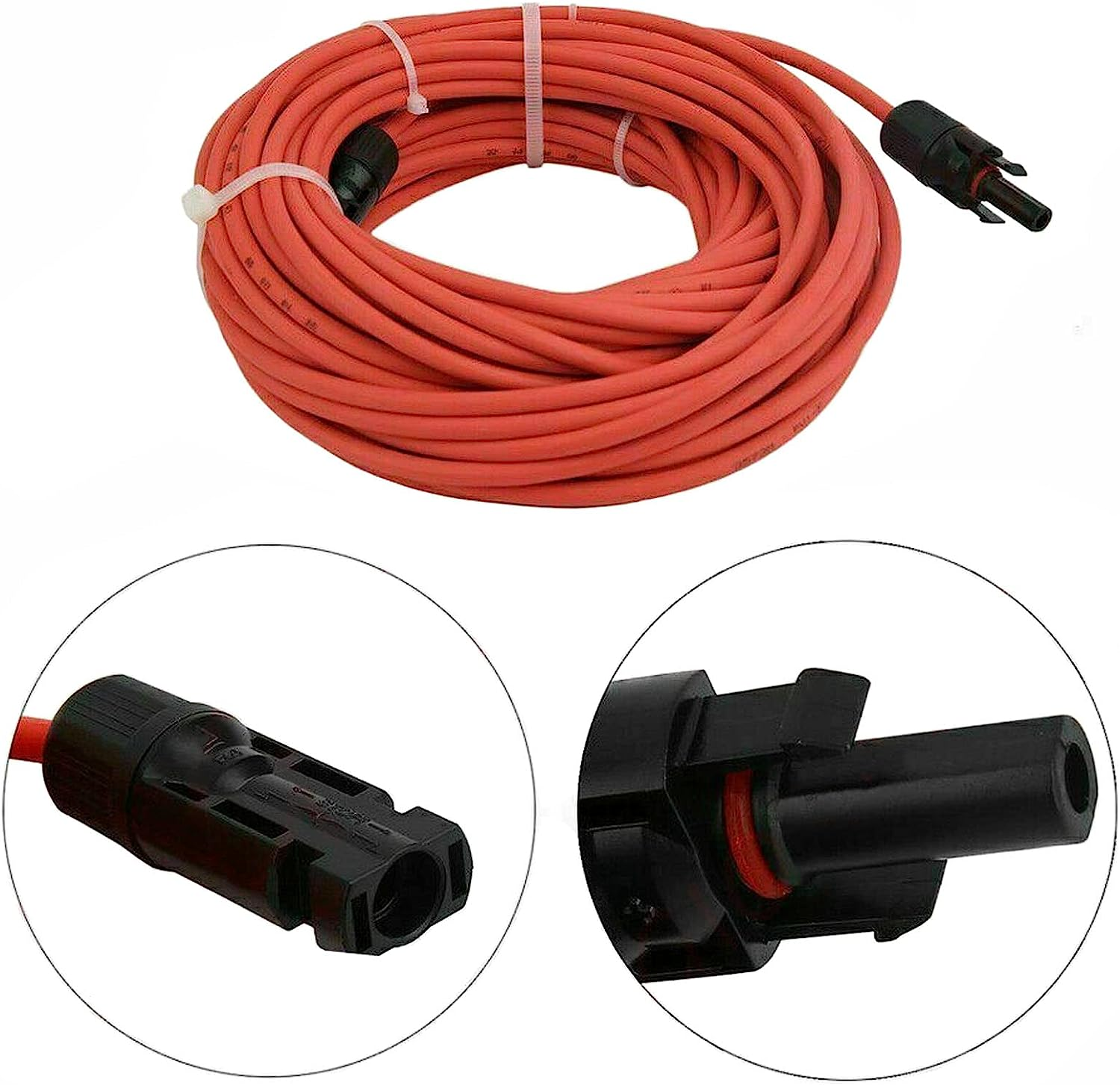 DIGISHUO 5M 6Mm&sup2;/10 AWG Solar Extension Cable with Female and Male Connector | 1 Meter Solar Panel Extension Cable Wire Adapter Kit | 1 Pair Red and Black image number 1