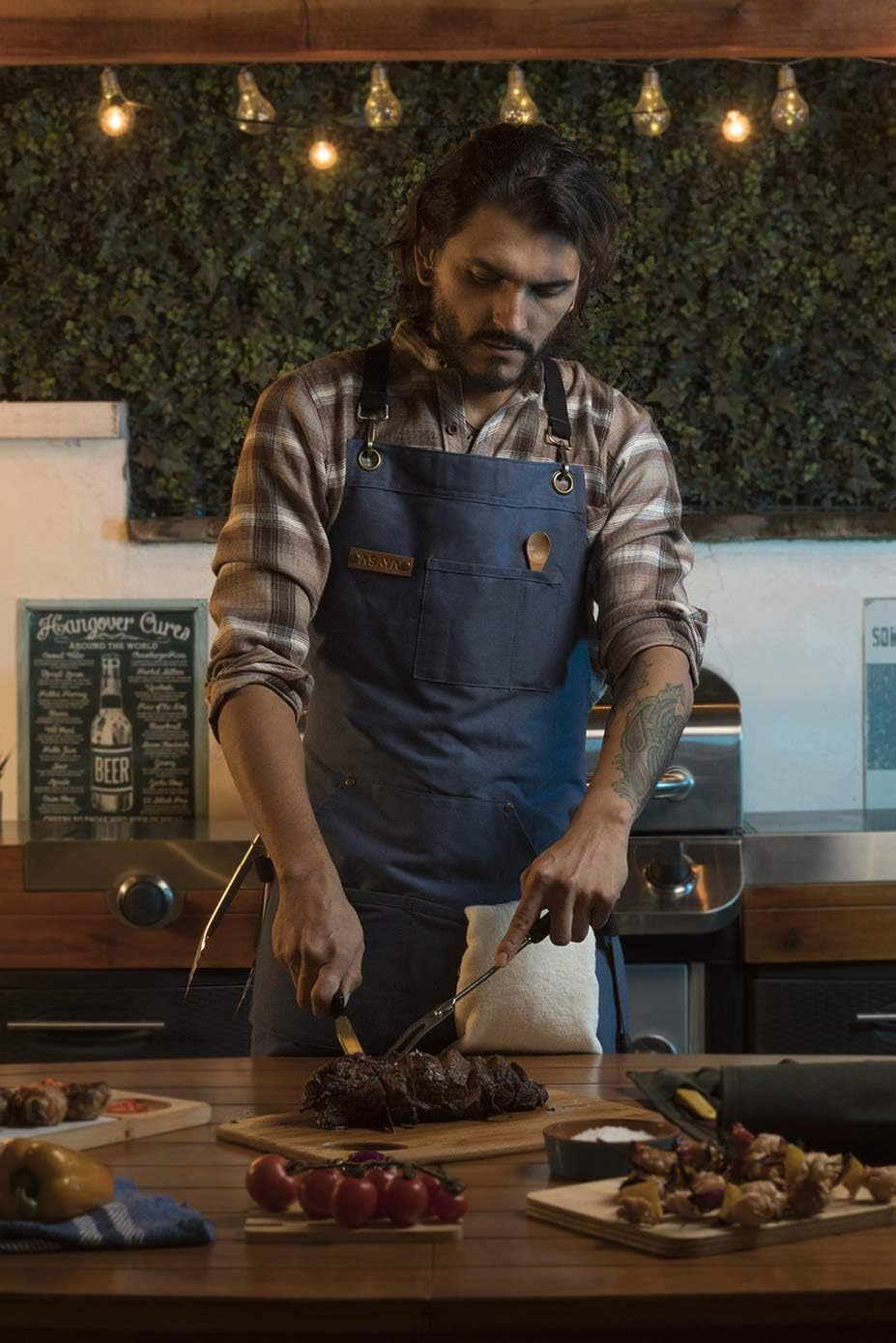 Asaya Chef Apron for Men and Women + Hand Towel and Bottle Opener - 10Oz Canvas image number 1