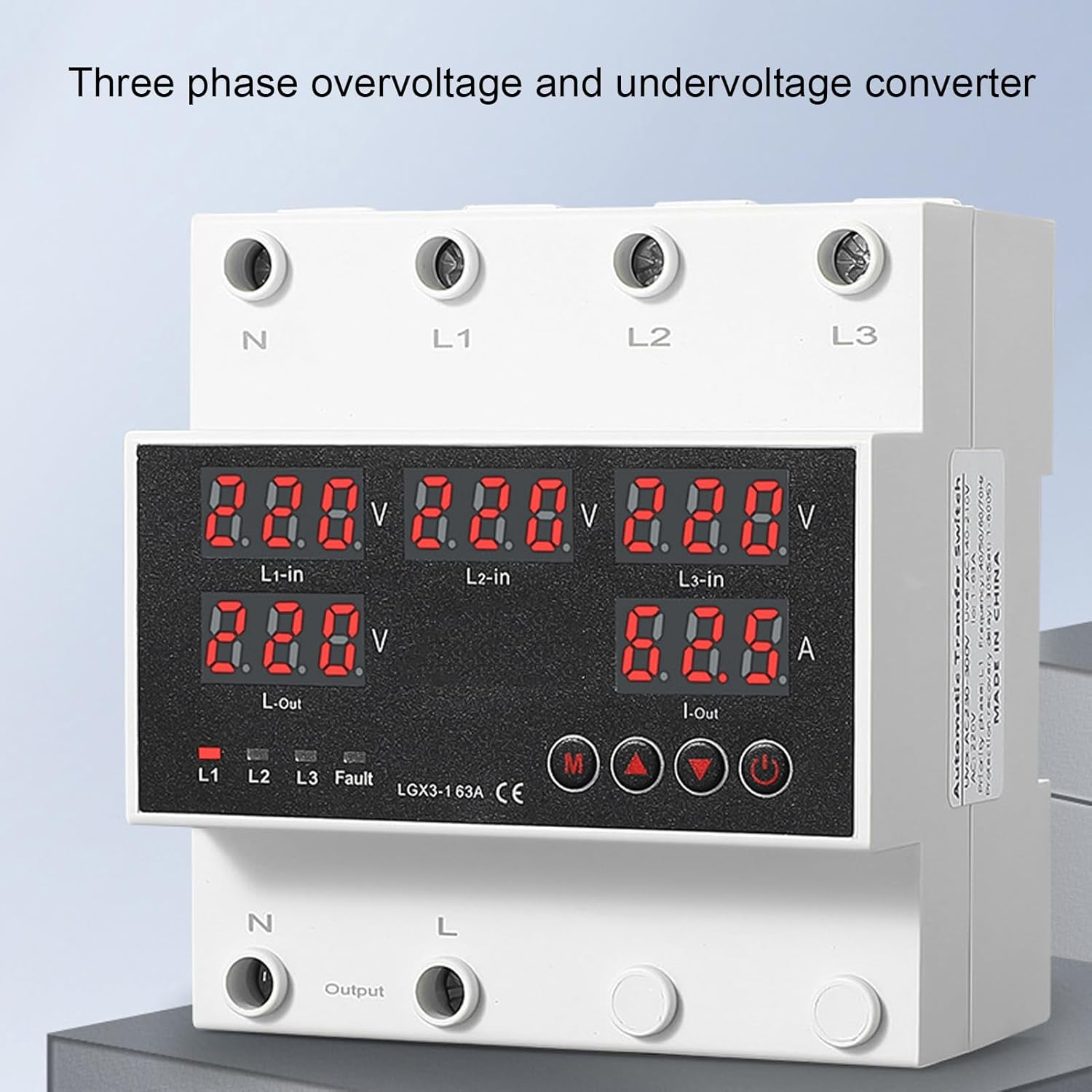 Automatic Transfer Switch, 63A 3P4W LED Display Adjustable Voltage Protector, Single Phase Generator Automatic Transfer Switch, Power Management for Indoor Outdoor Use (AC220V) image number 2