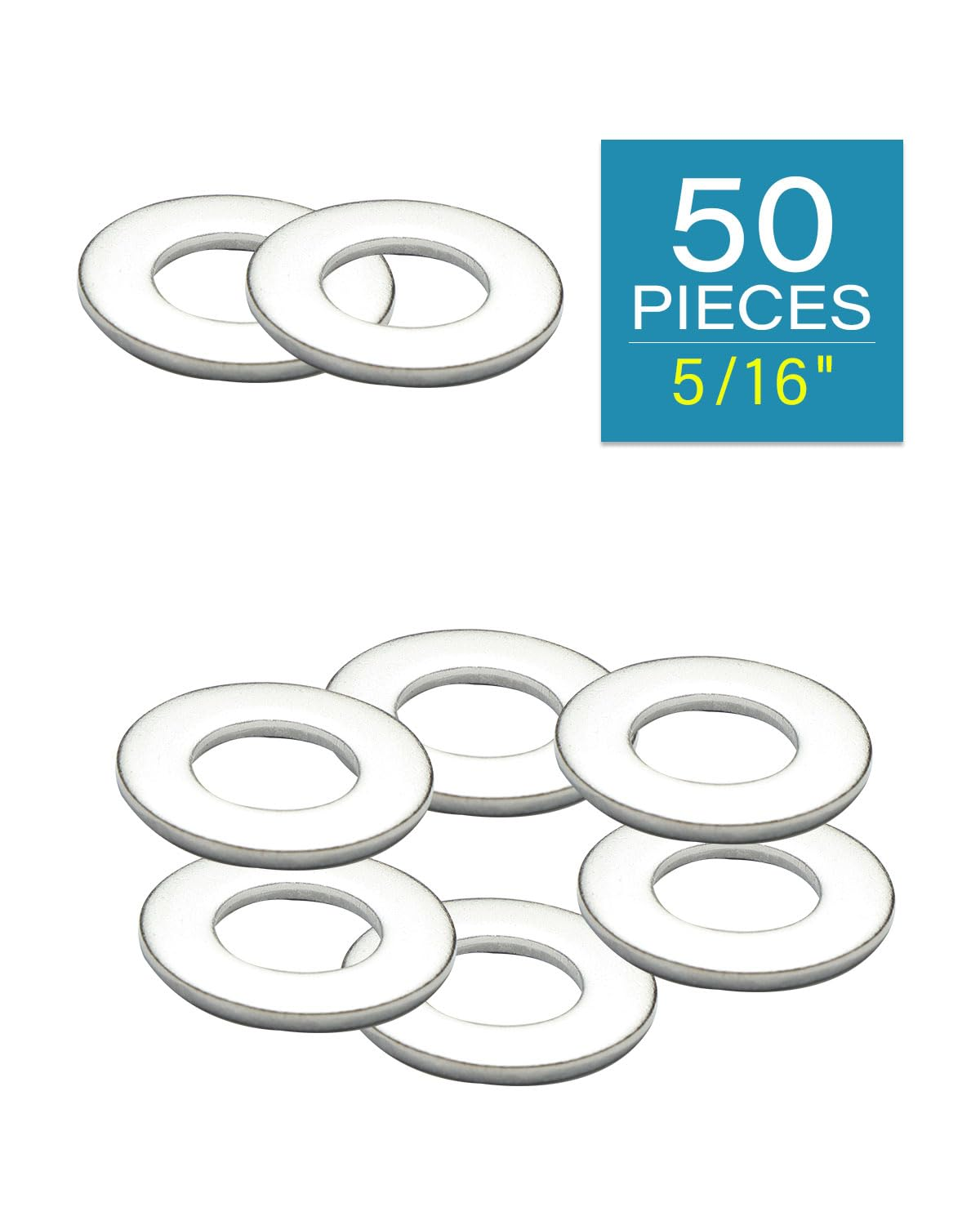 Imscrews 5/16 Inch SAE Flat Washers - Pack of 50 - Premium 304 Stainless Steel Washers for Reliable Fastening image number 2